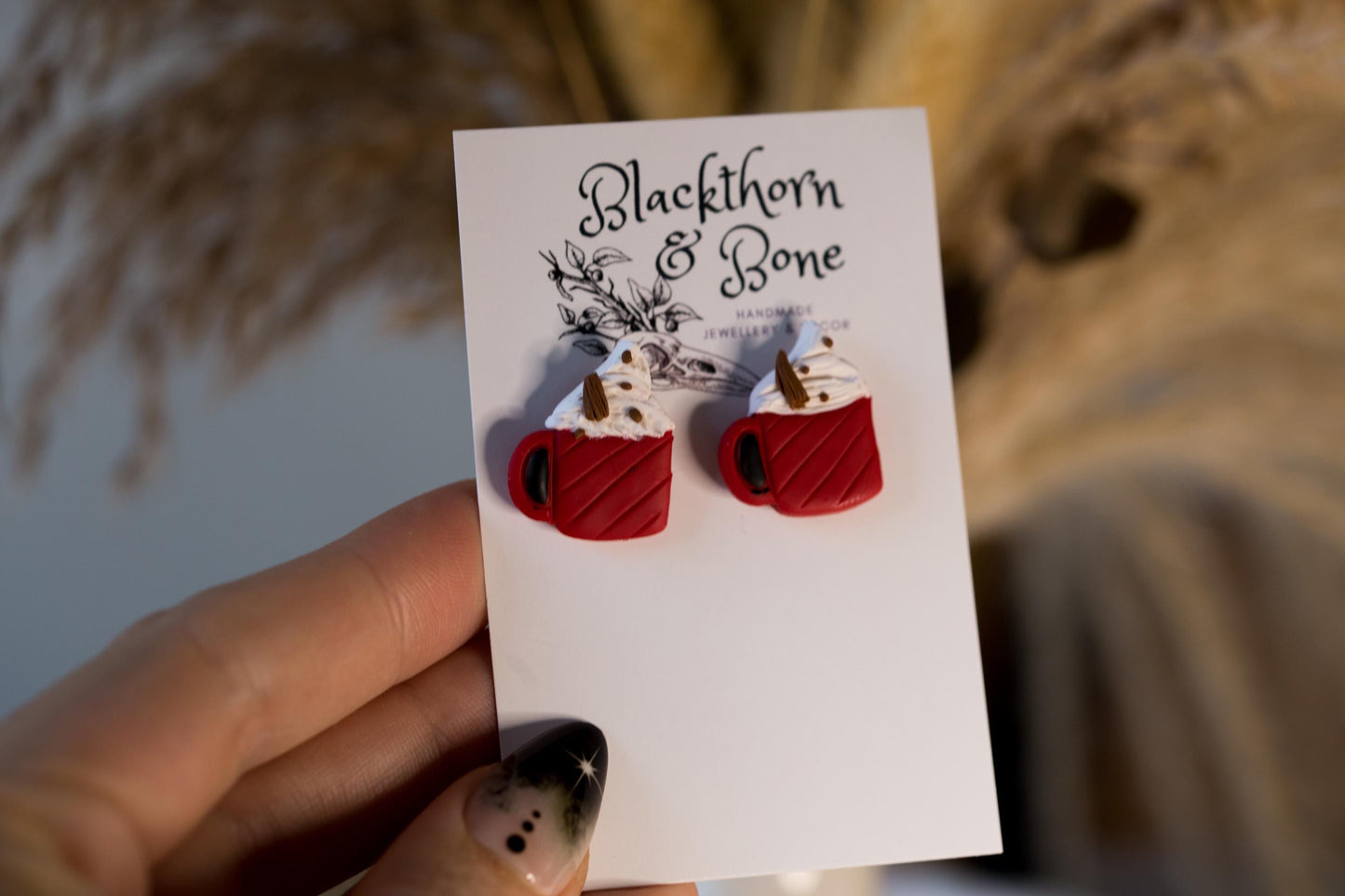 Hot Chocolate with Whipped Cream and Chocolate Earrings