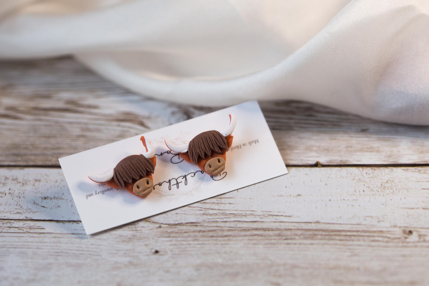 Handmade Highland Cow Studs