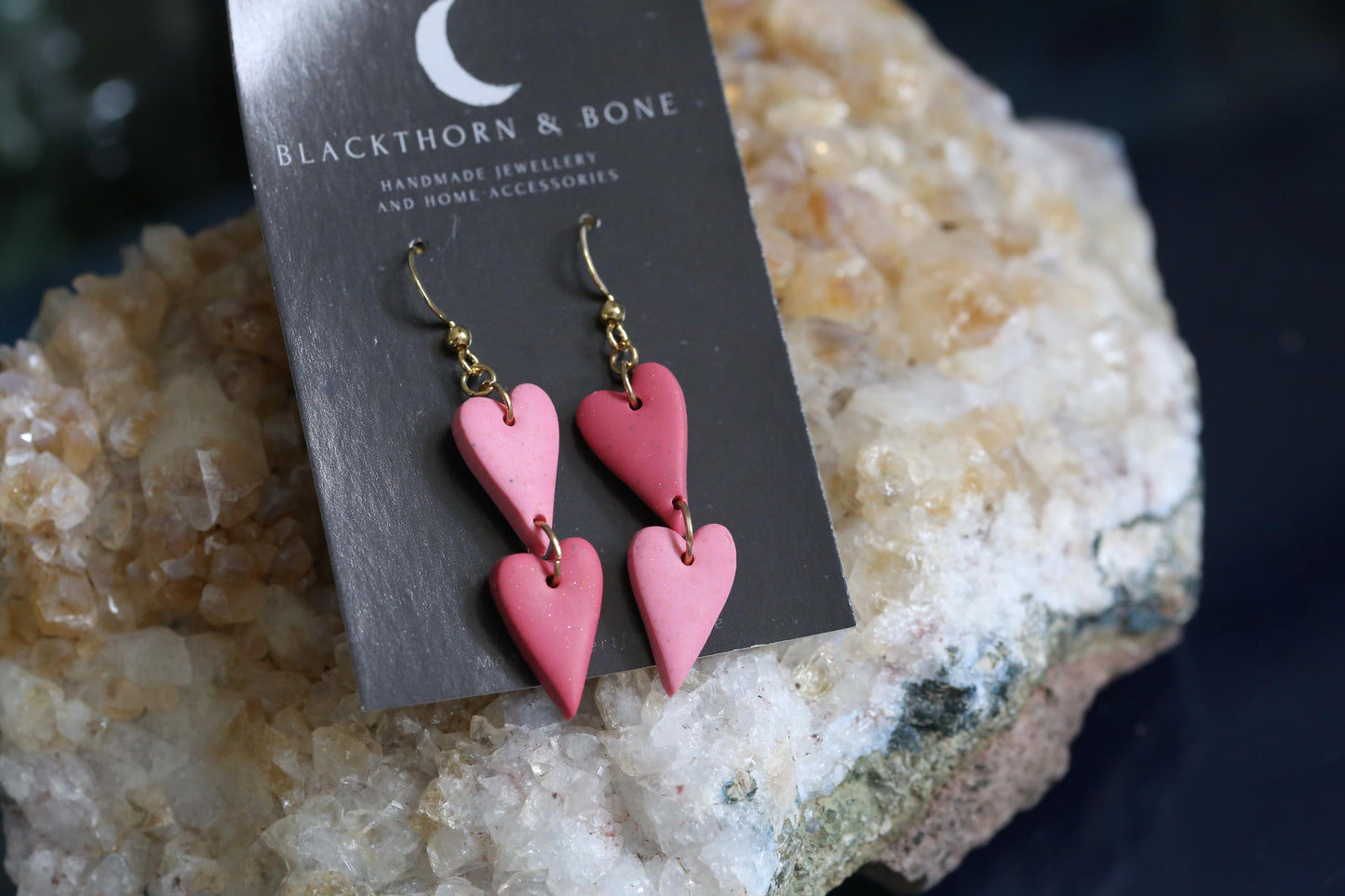 Double Heart Drop Earrings