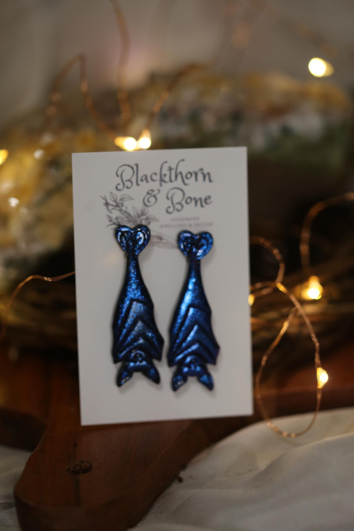 Sparkly Purple Bat Statement Stud Earrings