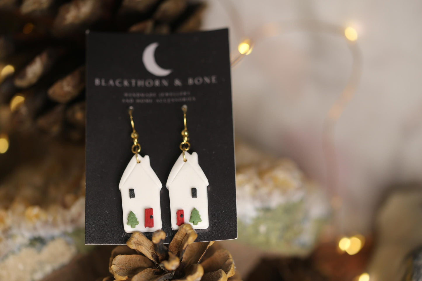Christmas House Polymer Clay Earrings