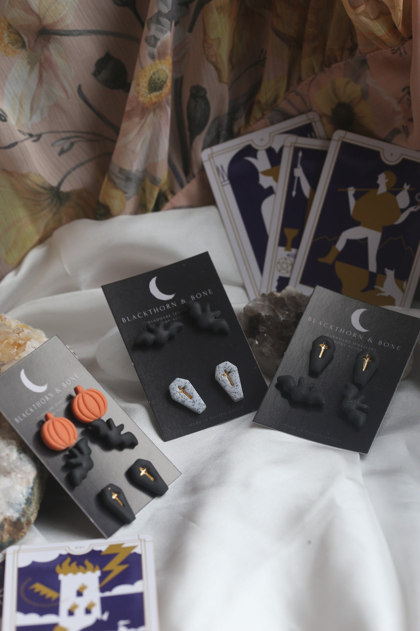 Halloween Stud Pack - Coffin, Pumpkin and Bat Earrings