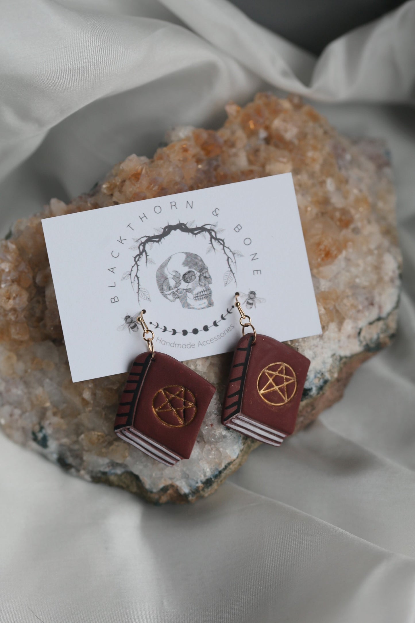 Handmade Witch Grimoire Earrings