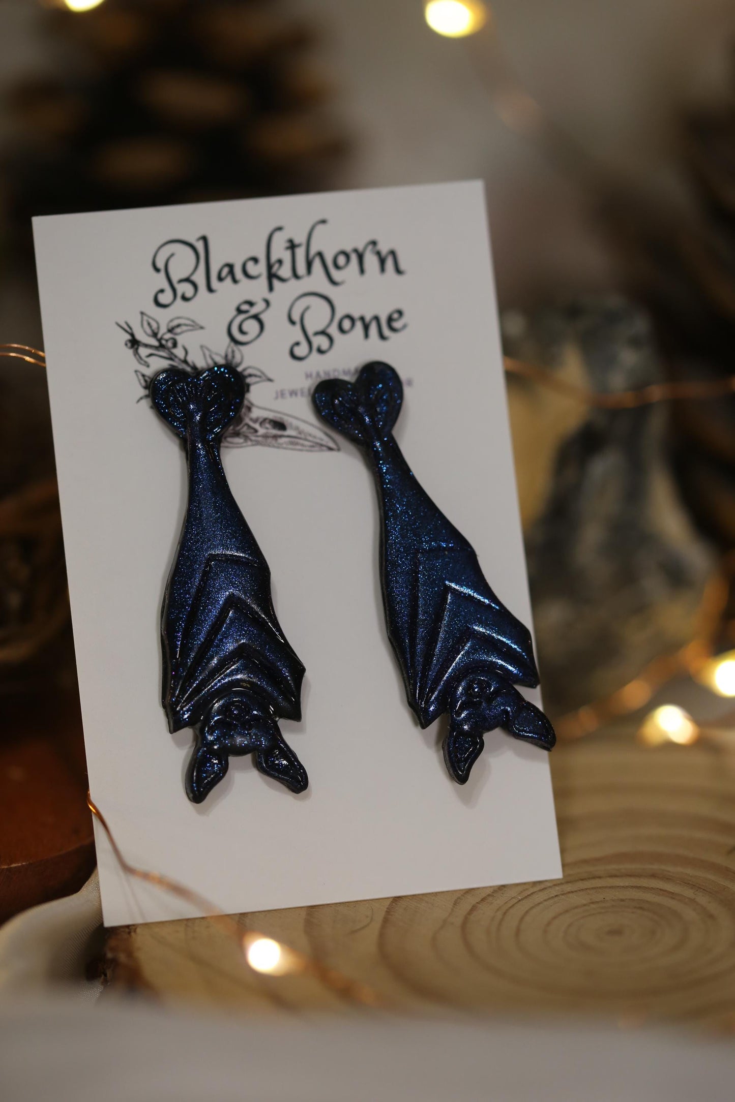 Sparkly Purple Bat Statement Stud Earrings