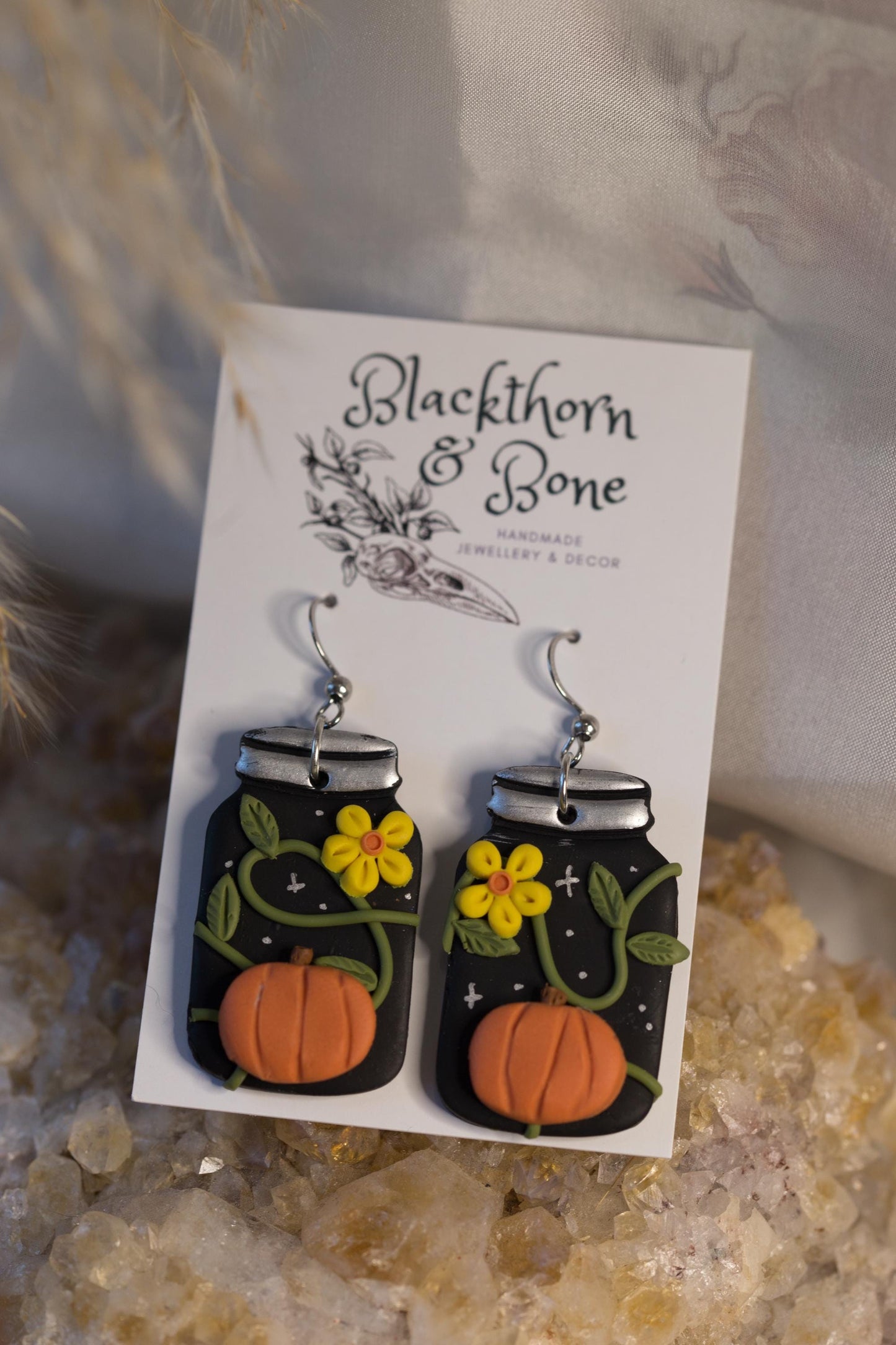 Handmade Pumpkin Mason Jar Earrings