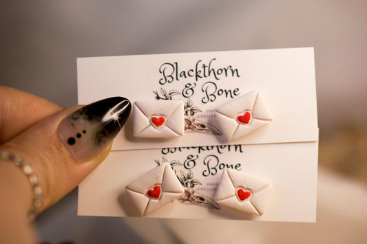 Valentines Love Letter Studs - Handmade Polymer Clay Earrings