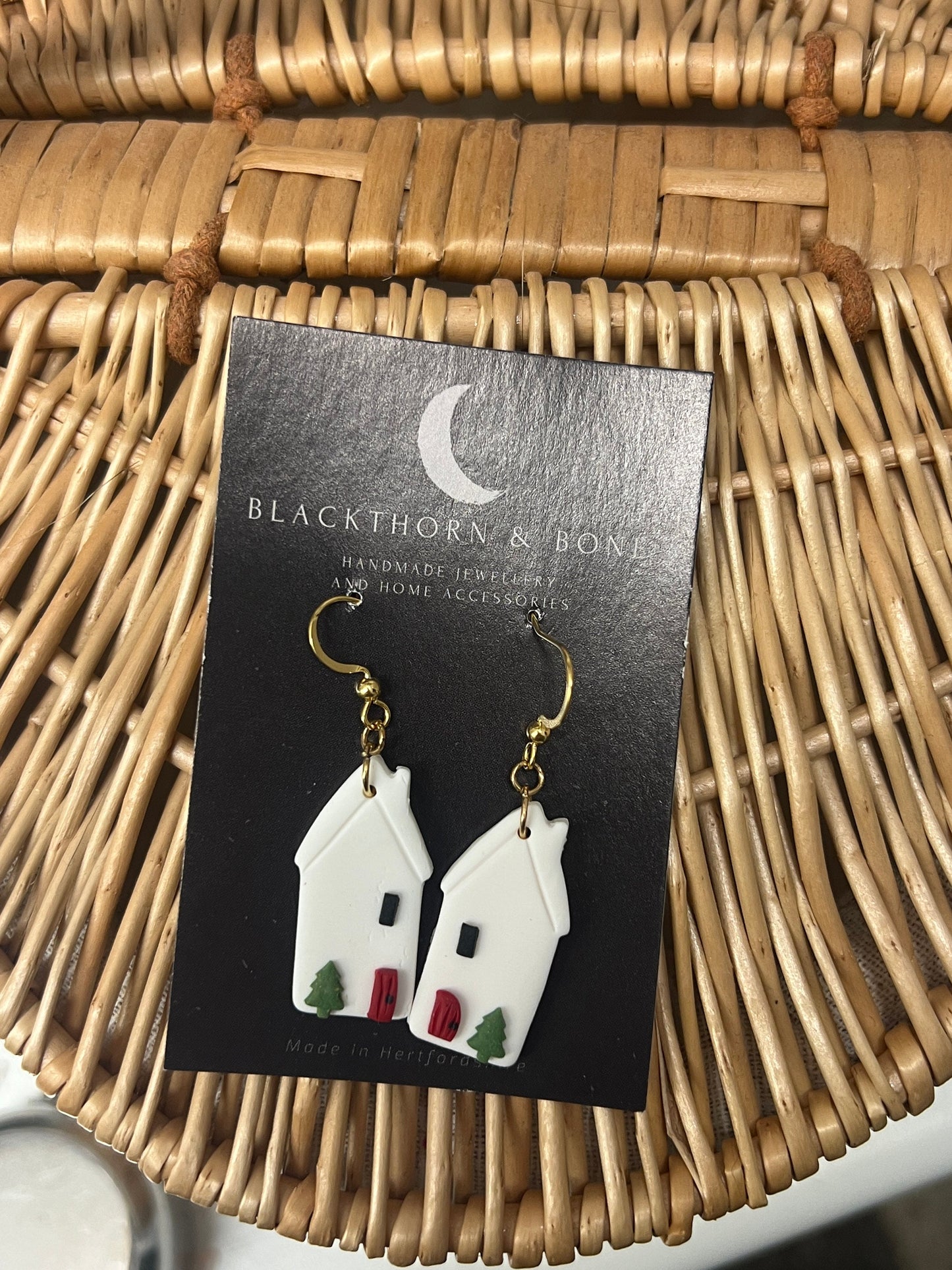 Christmas House Polymer Clay Earrings