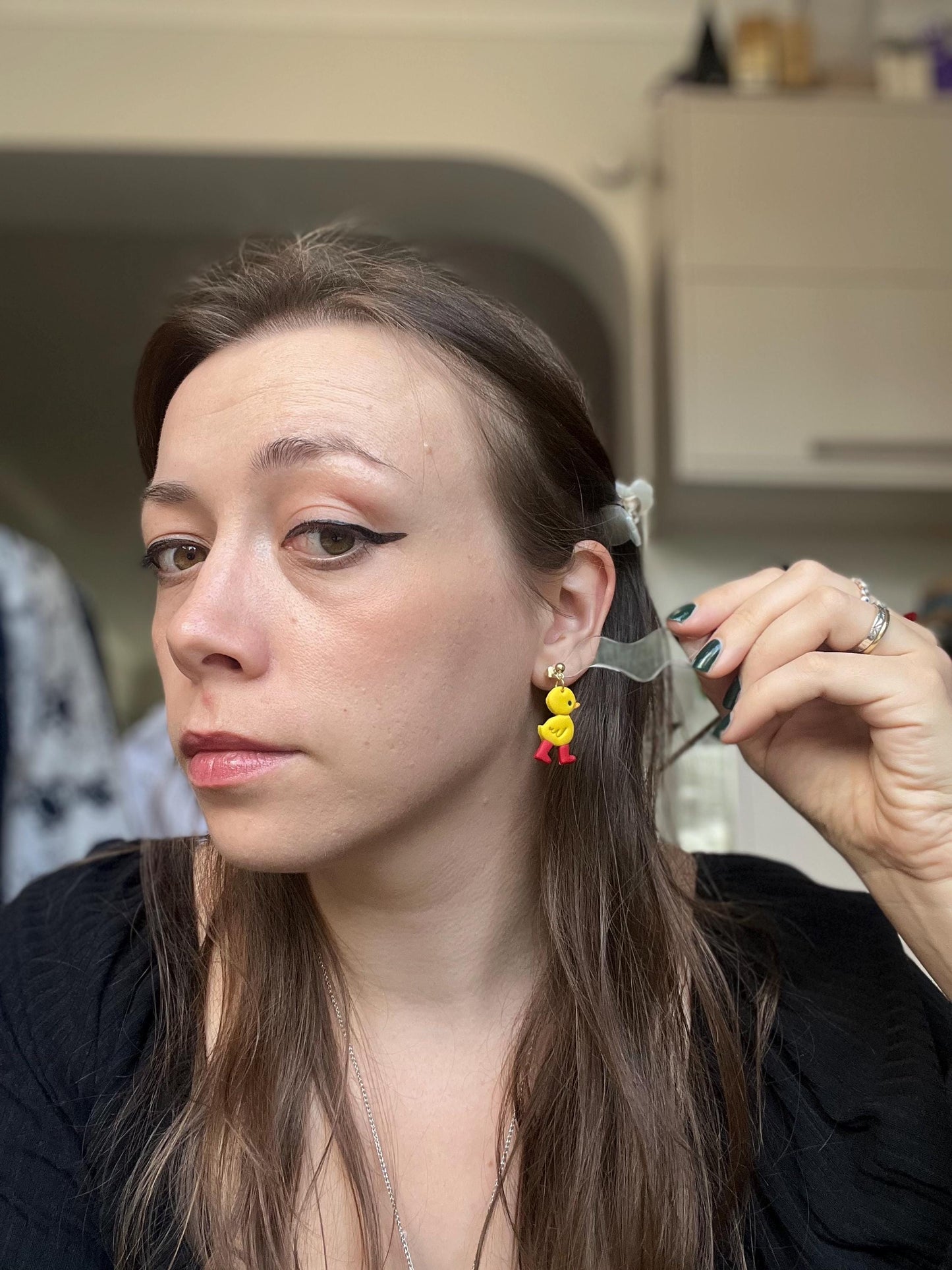 Duckling with Red Wellies Earrings
