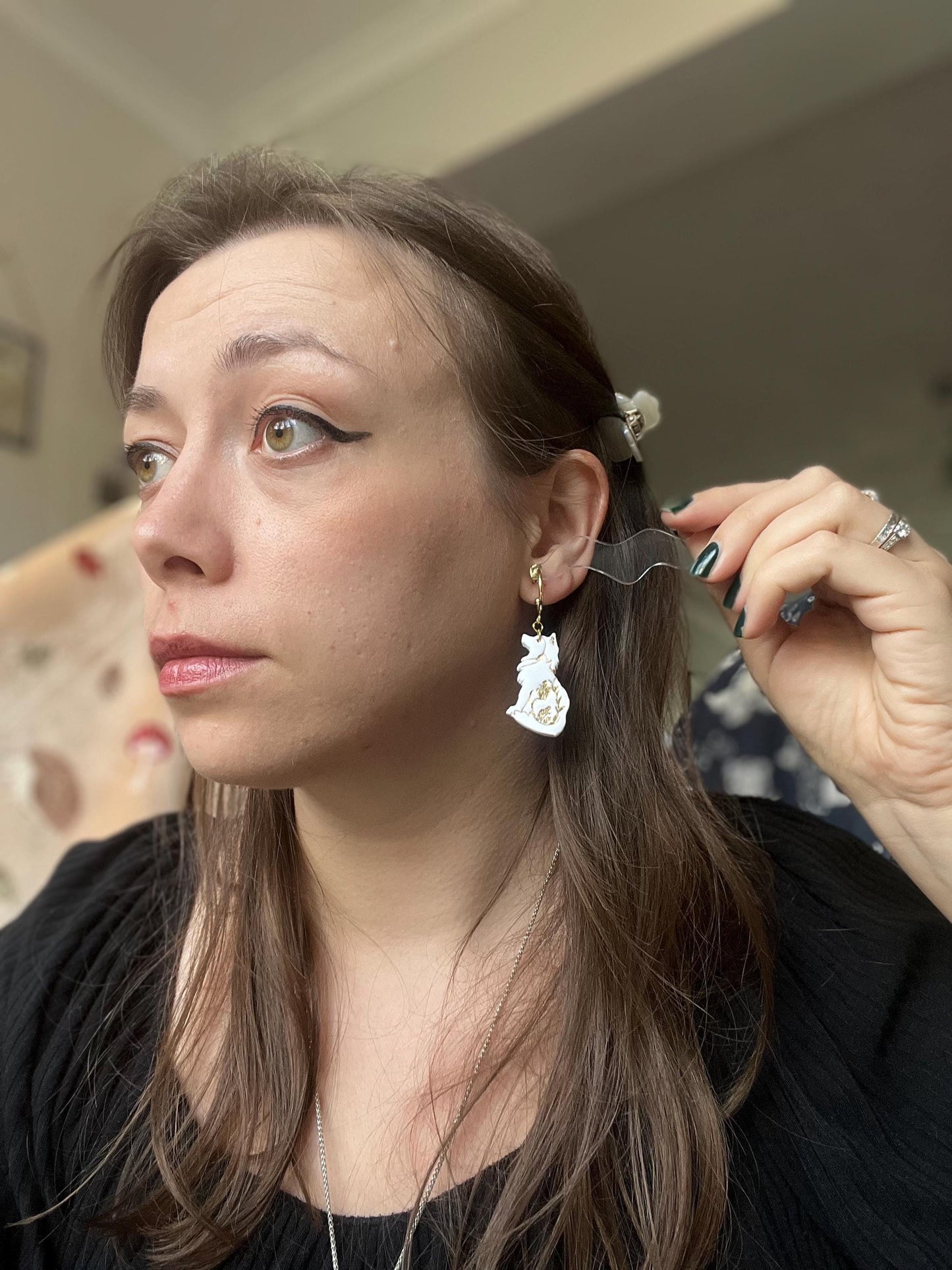 Folk Floral Wolves Earrings