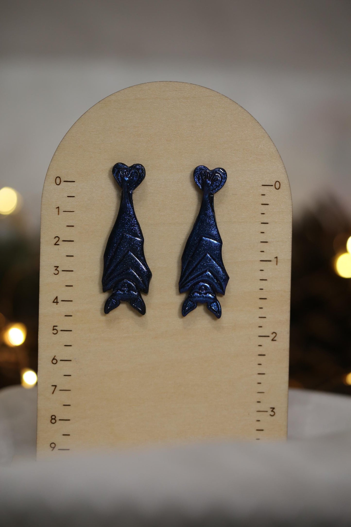 Sparkly Purple Bat Statement Stud Earrings