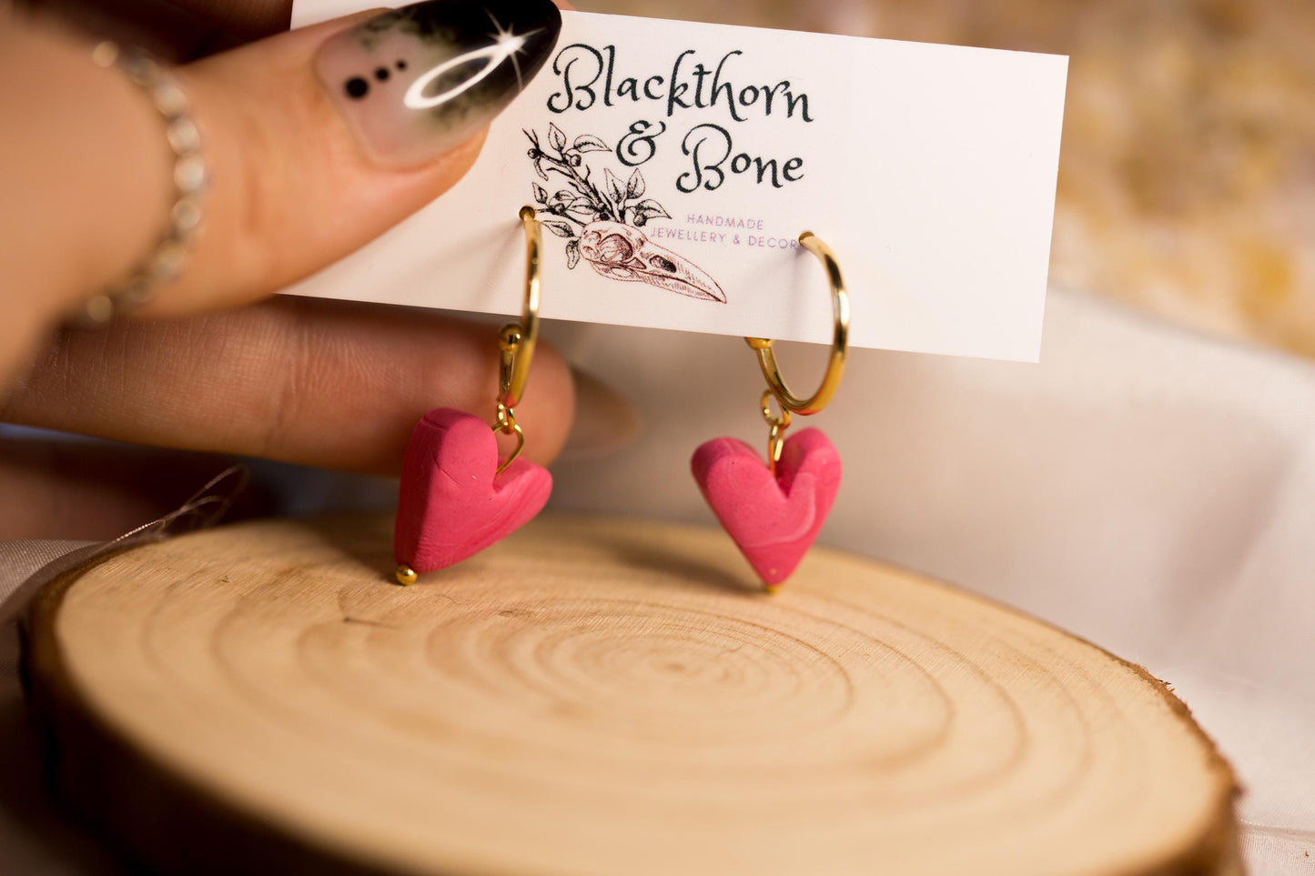 Pink Love Heart Drop Earrings