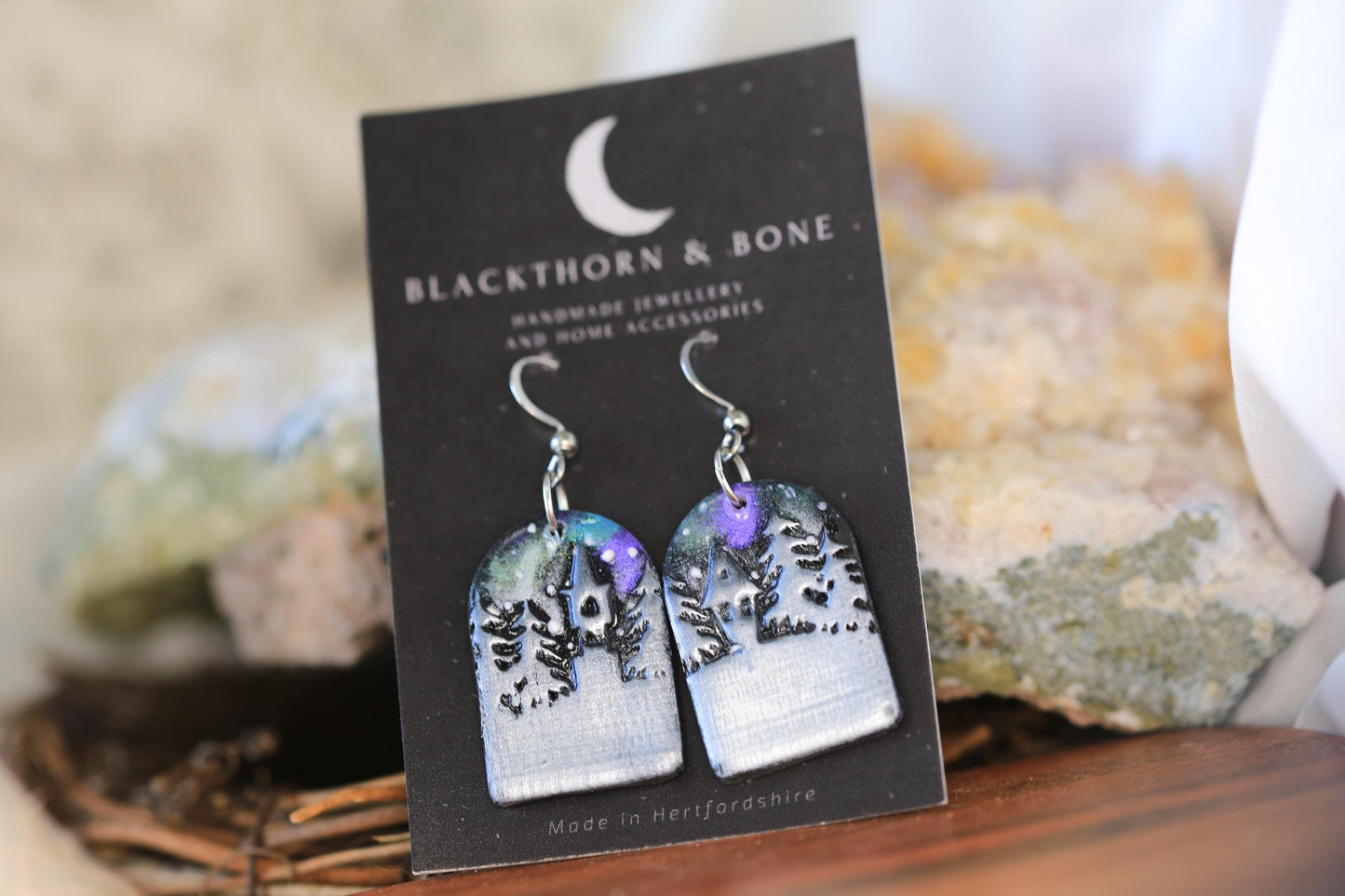 Christmas Village with Northern Lights Earrings