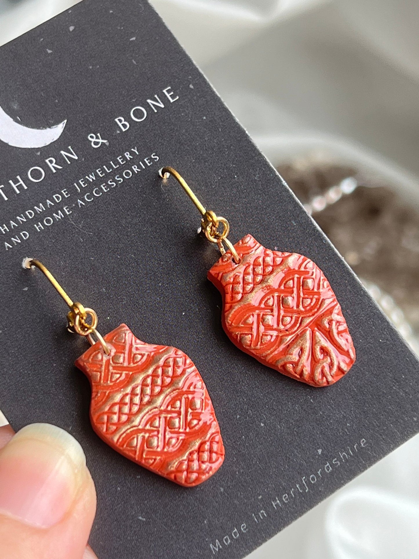 Terracotta Celtic Vase Earrings