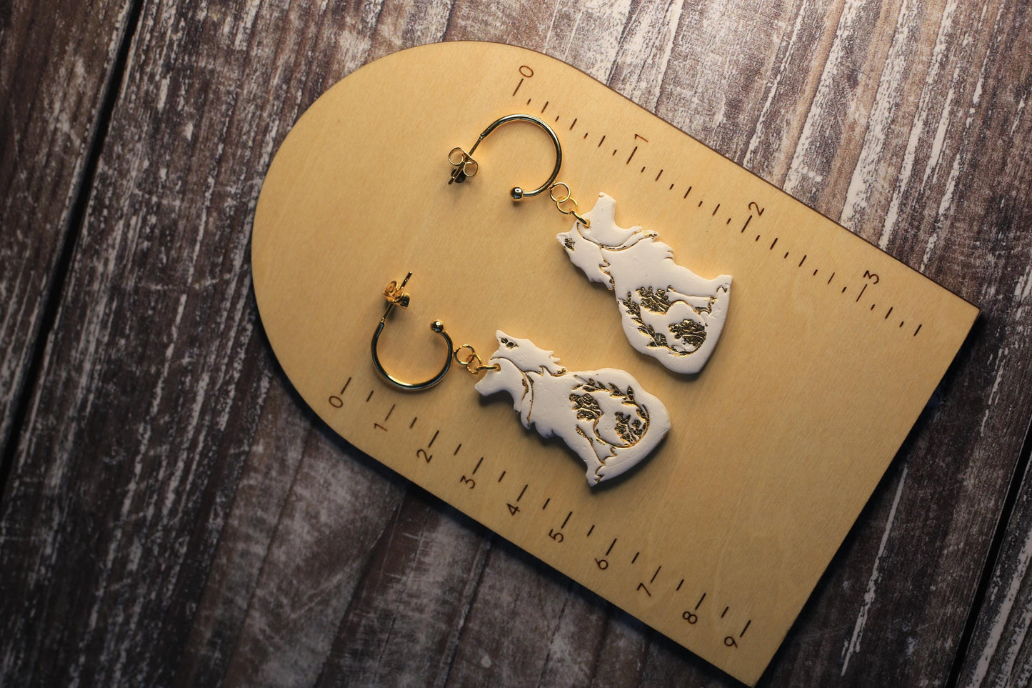 Folk Floral Wolves Earrings