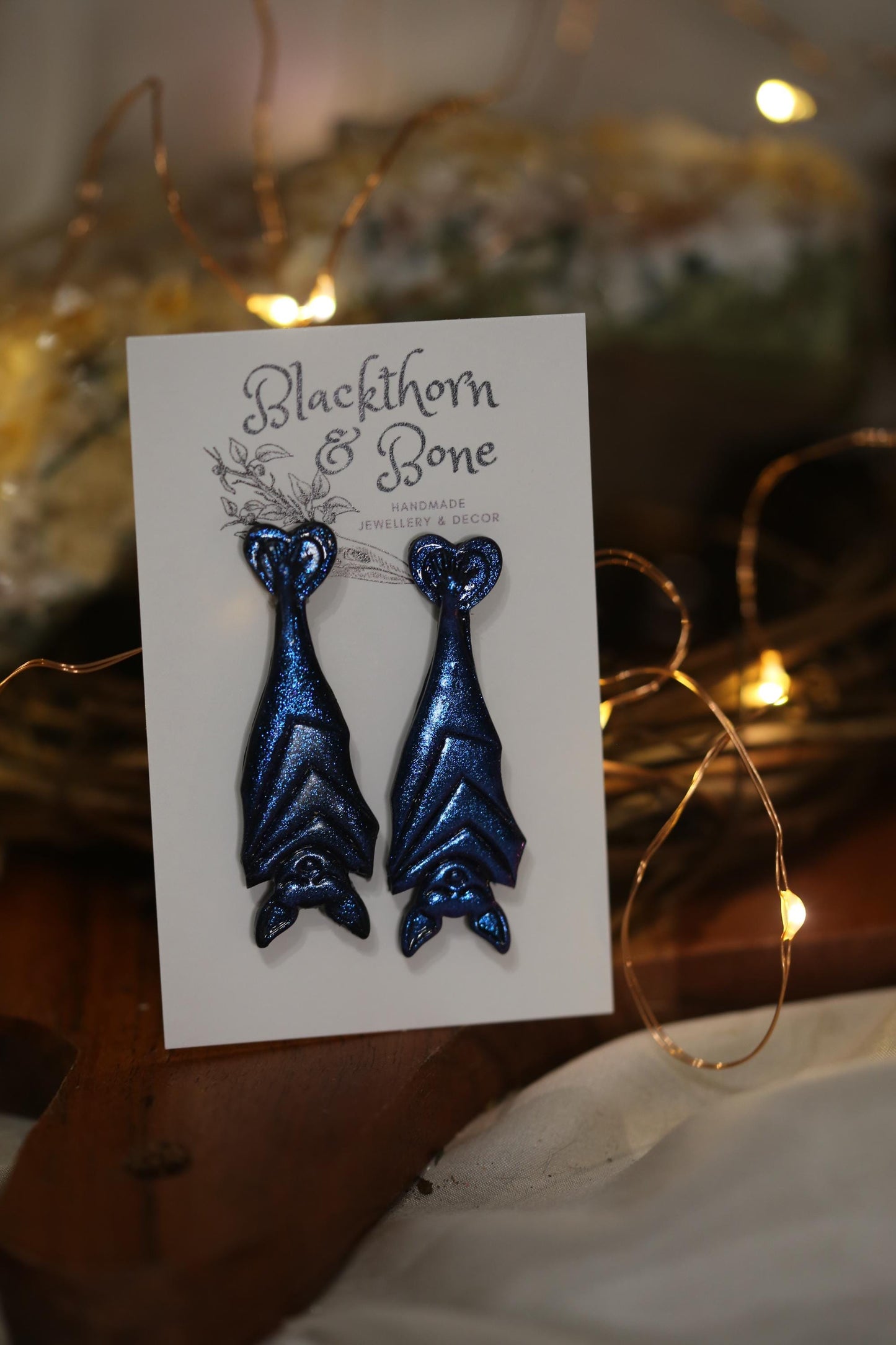 Sparkly Purple Bat Statement Stud Earrings