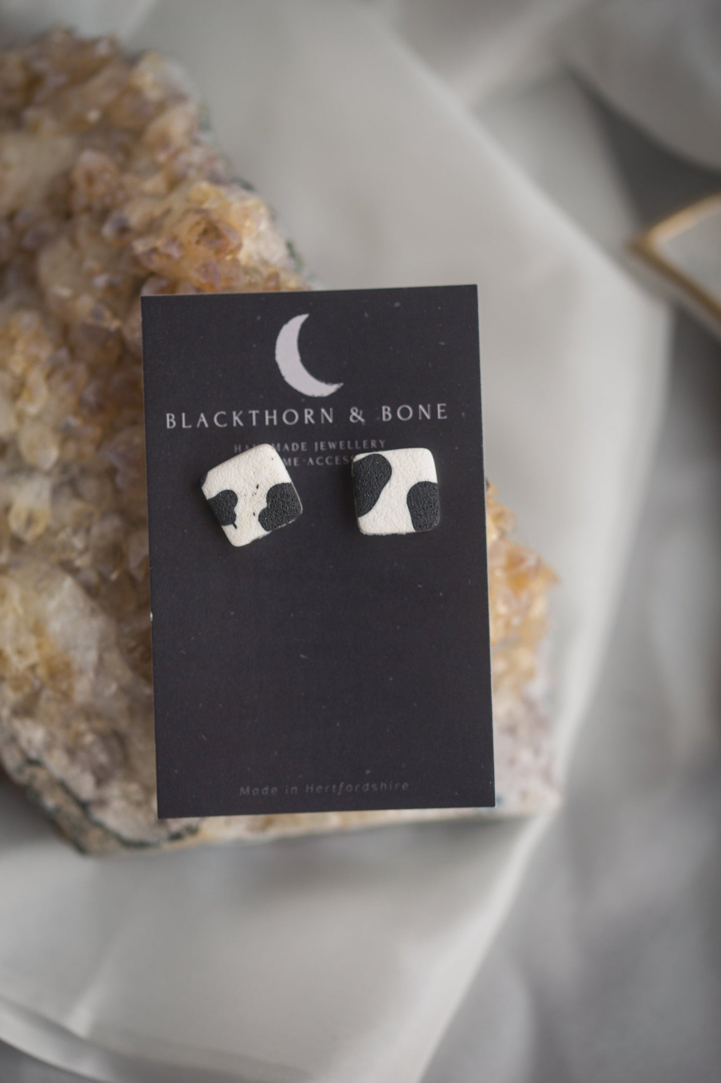 Mini Cow Print Studs