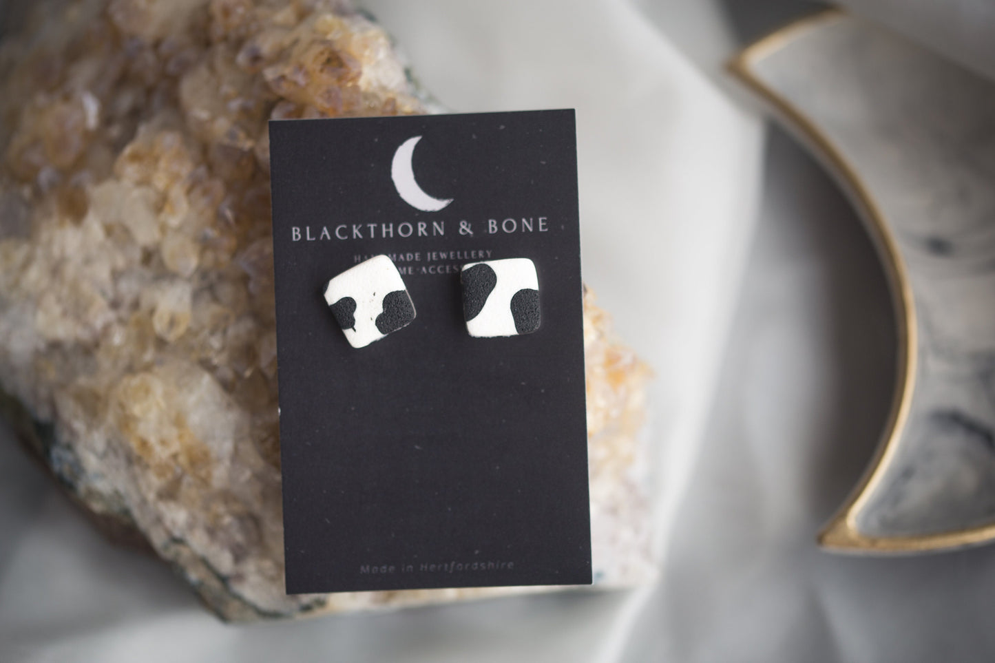 Mini Cow Print Studs