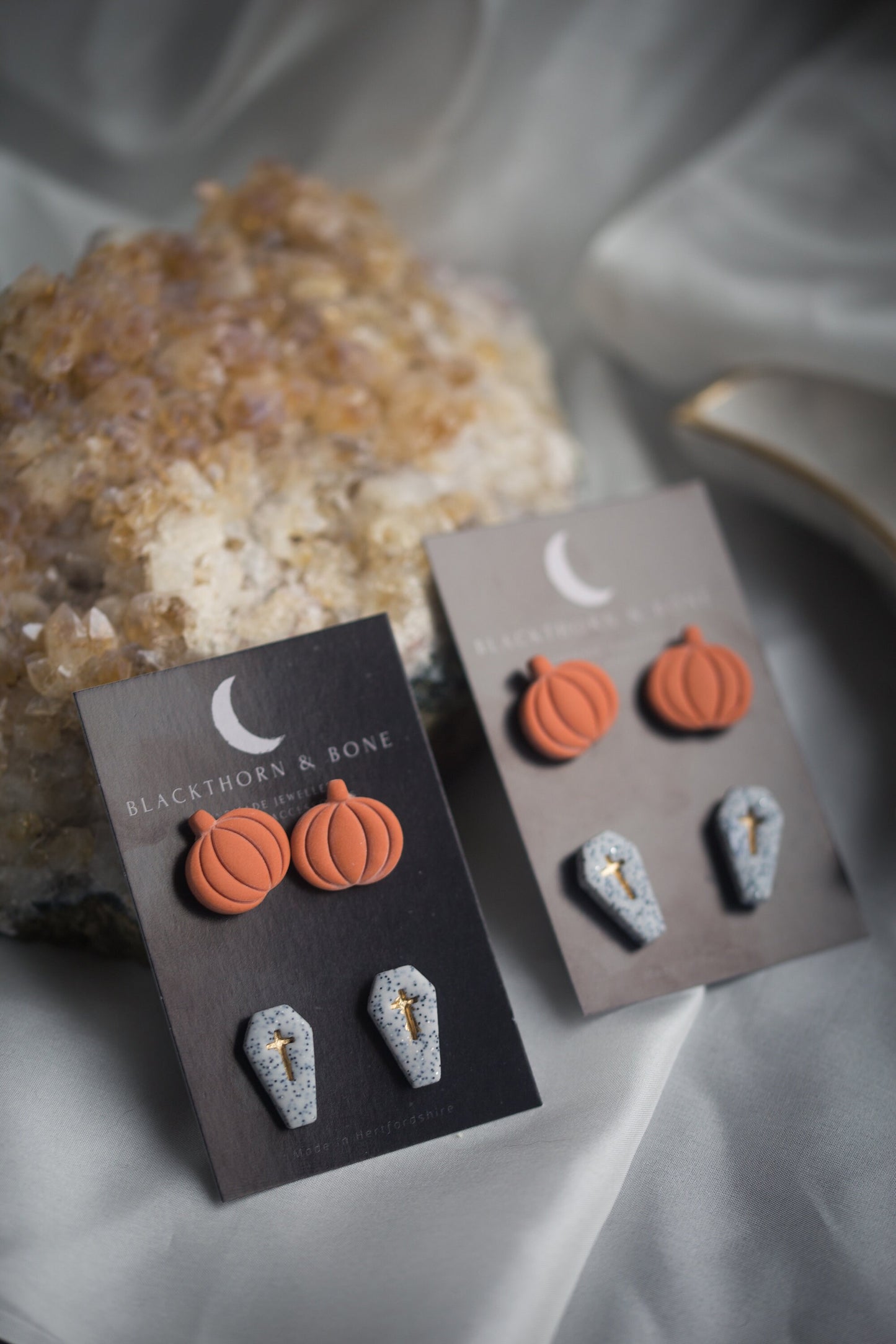Halloween Stud Pack - Coffin, Pumpkin and Bat Earrings