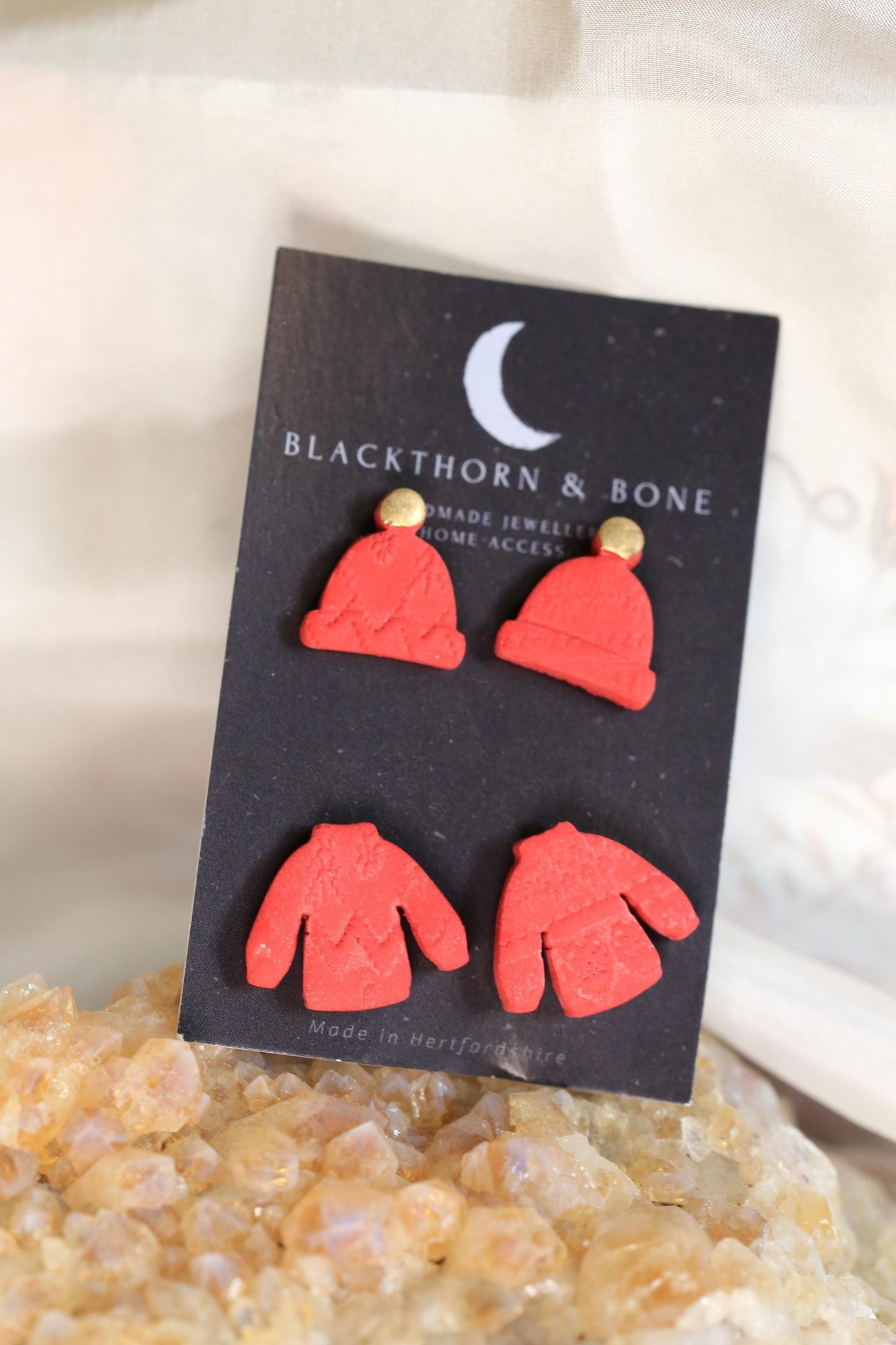 Christmas Stud Pack - Christmas Jumper and Woolly Hat Stud Earrings, Set of Two, Winter Jewellery