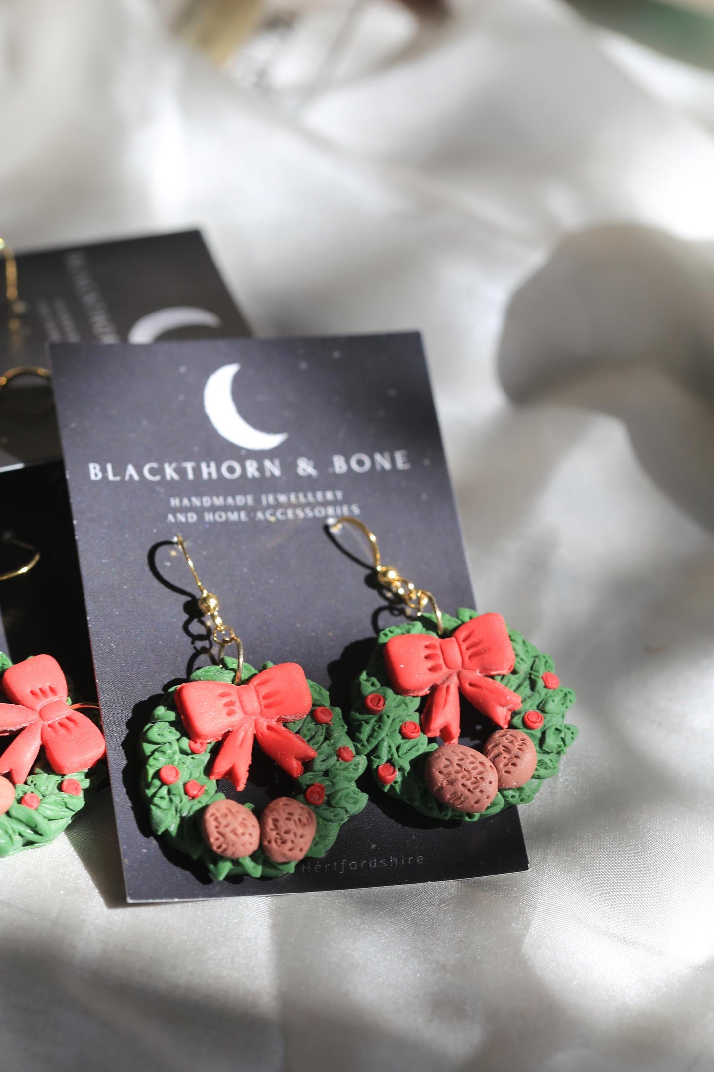 Christmas Wreath Clay Earrings