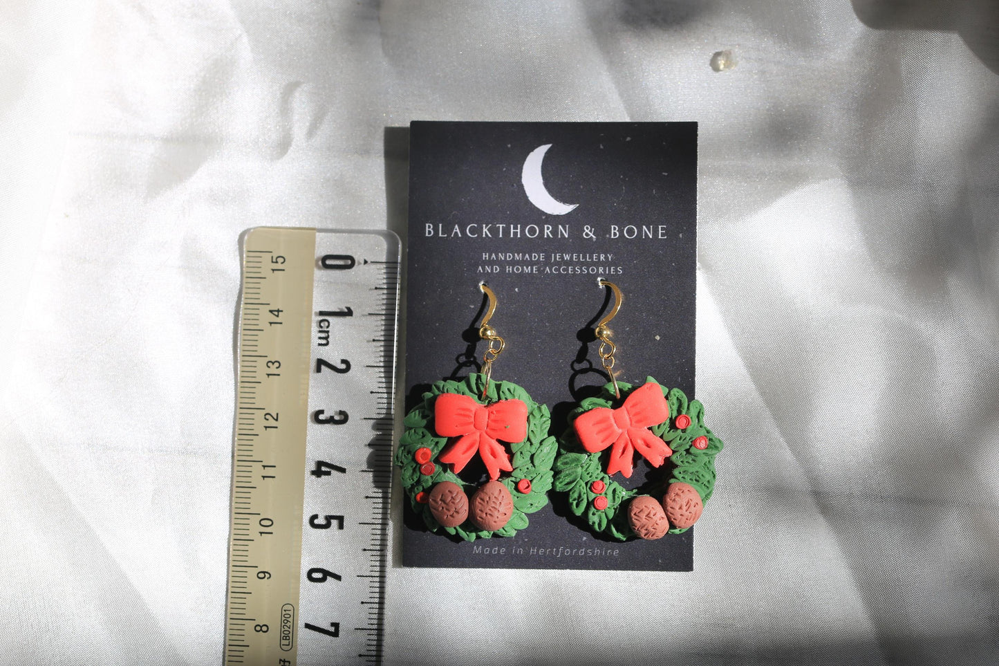 Christmas Wreath Clay Earrings