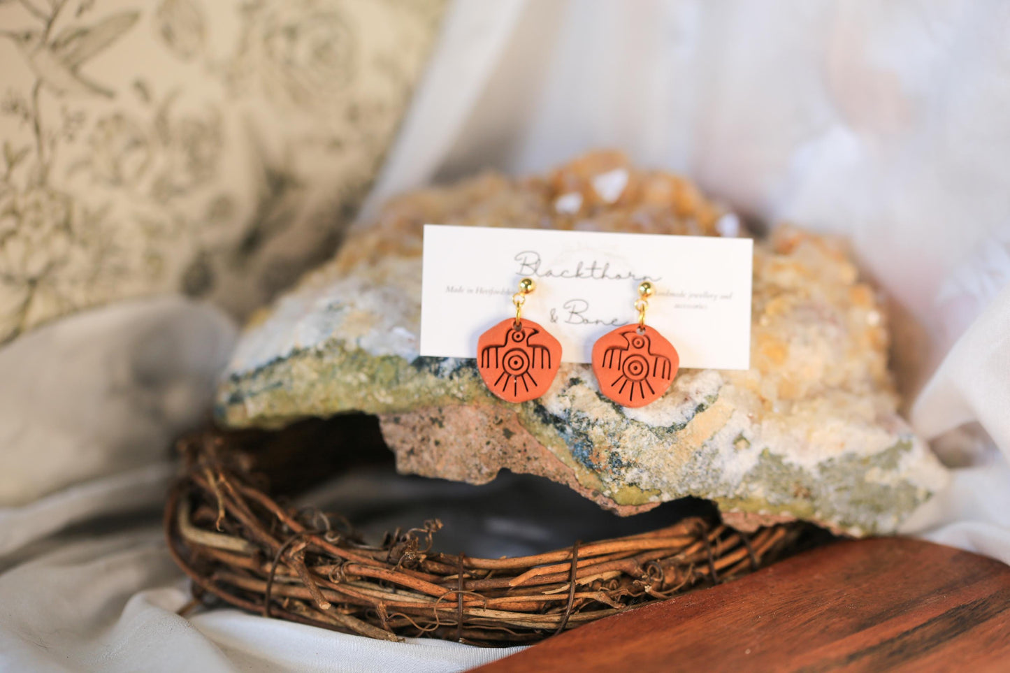 Ancient Bird Clay Earrings