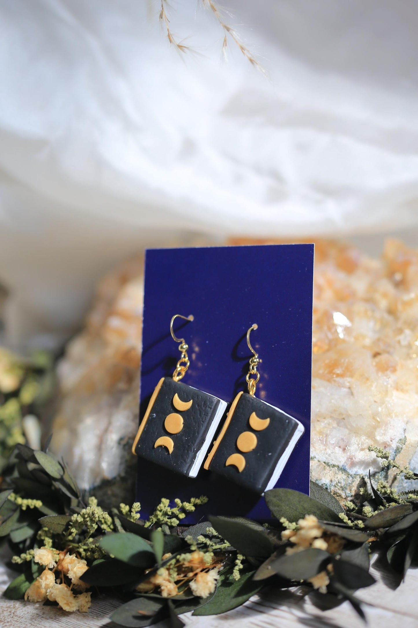 Handmade Witch Grimoire Spell Book Earrings