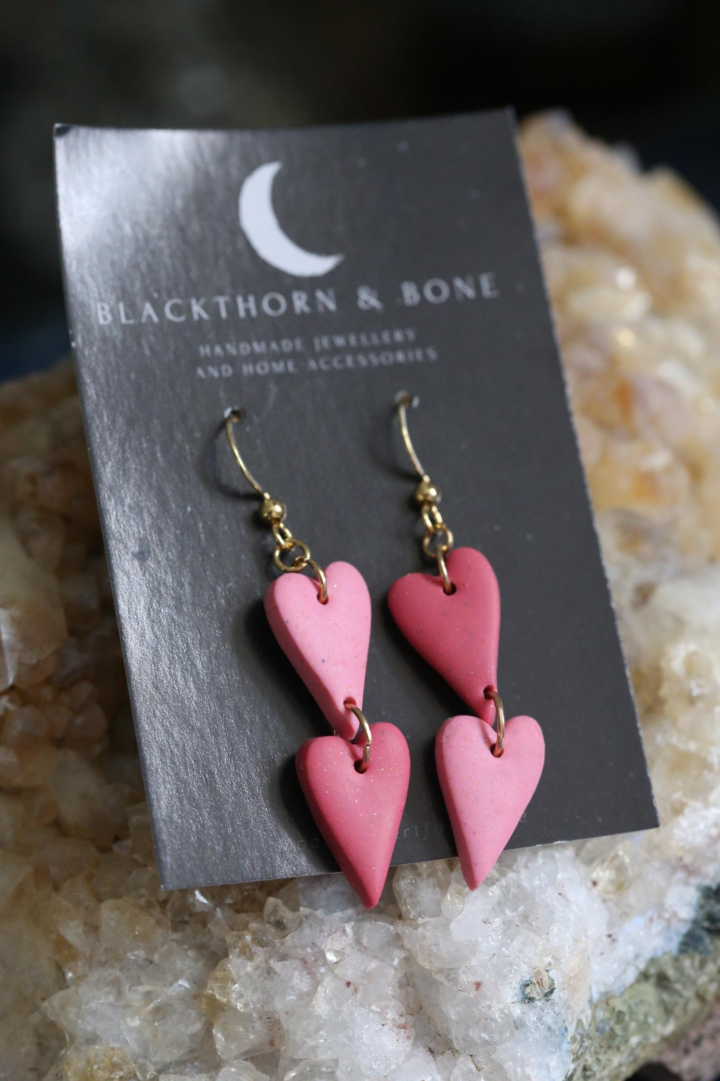 Double Heart Drop Earrings
