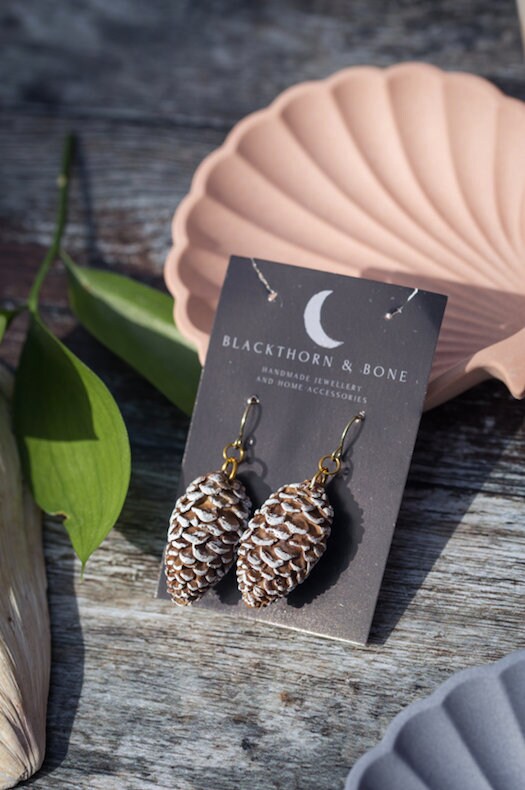 Snowy Pine Cone Earrings