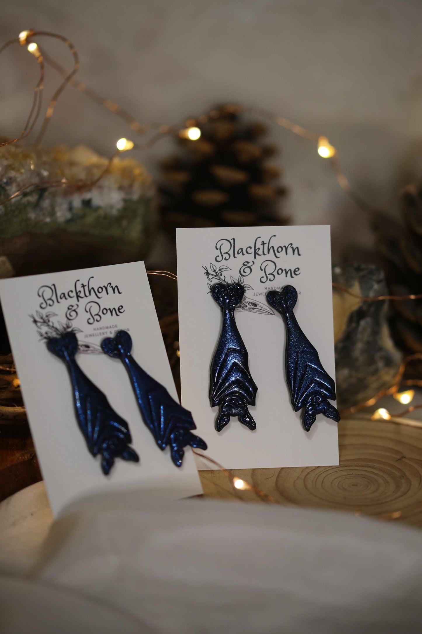 Sparkly Purple Bat Statement Stud Earrings