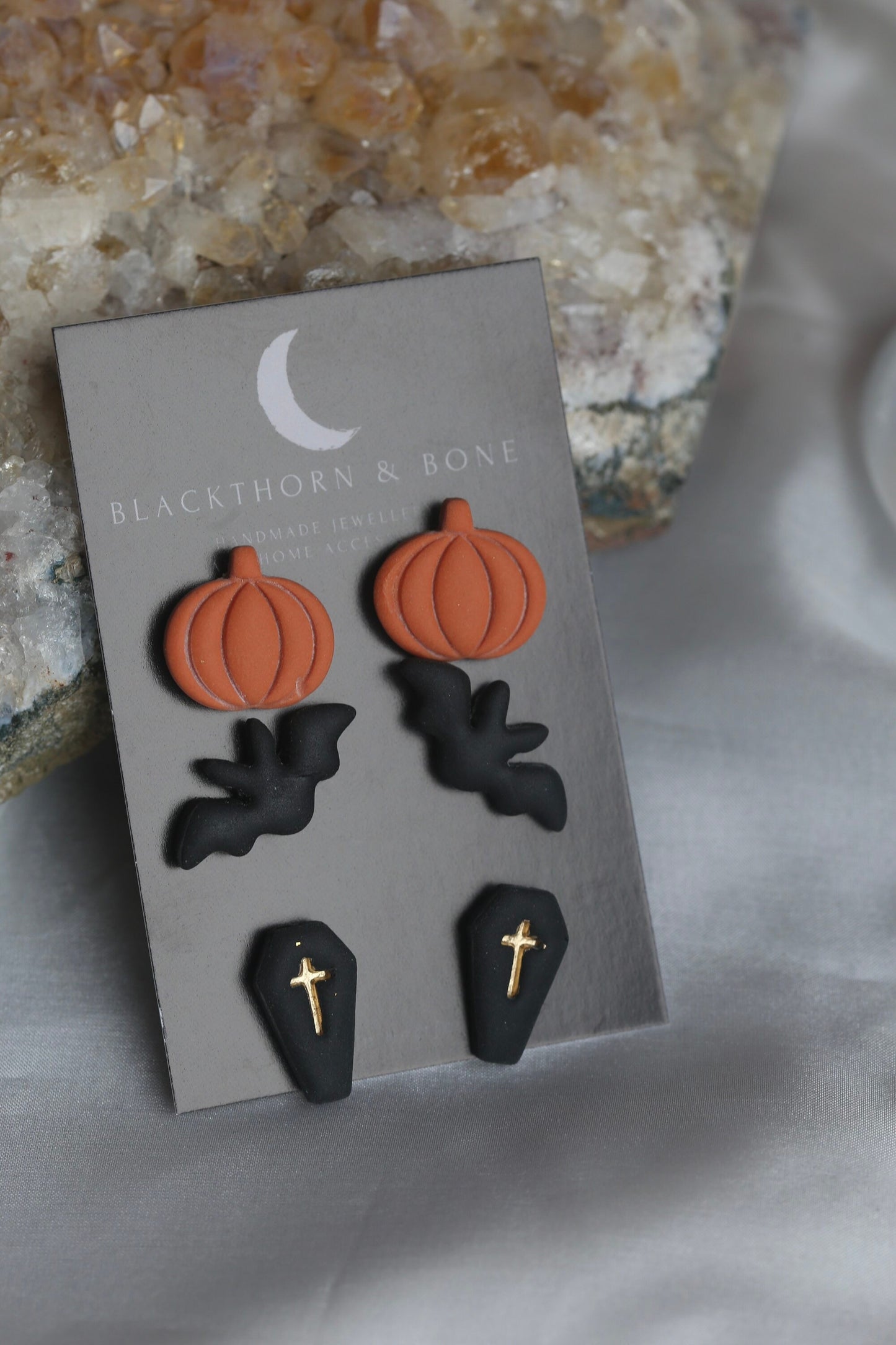 Halloween Stud Pack - Coffin, Pumpkin and Bat Earrings