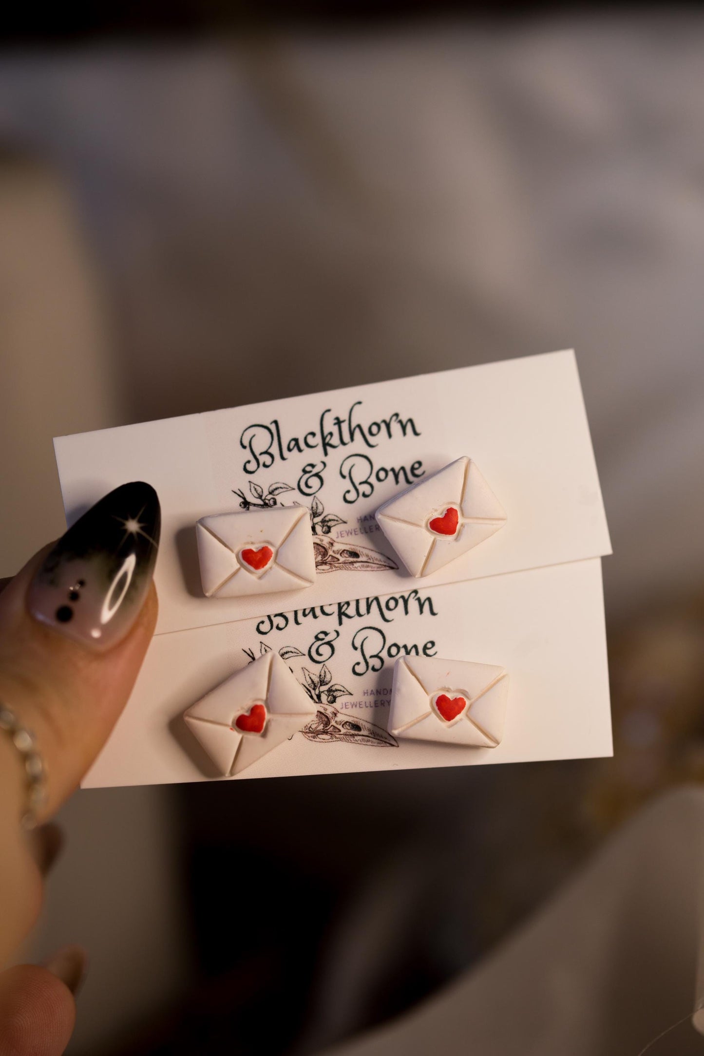 Valentines Love Letter Studs - Handmade Polymer Clay Earrings