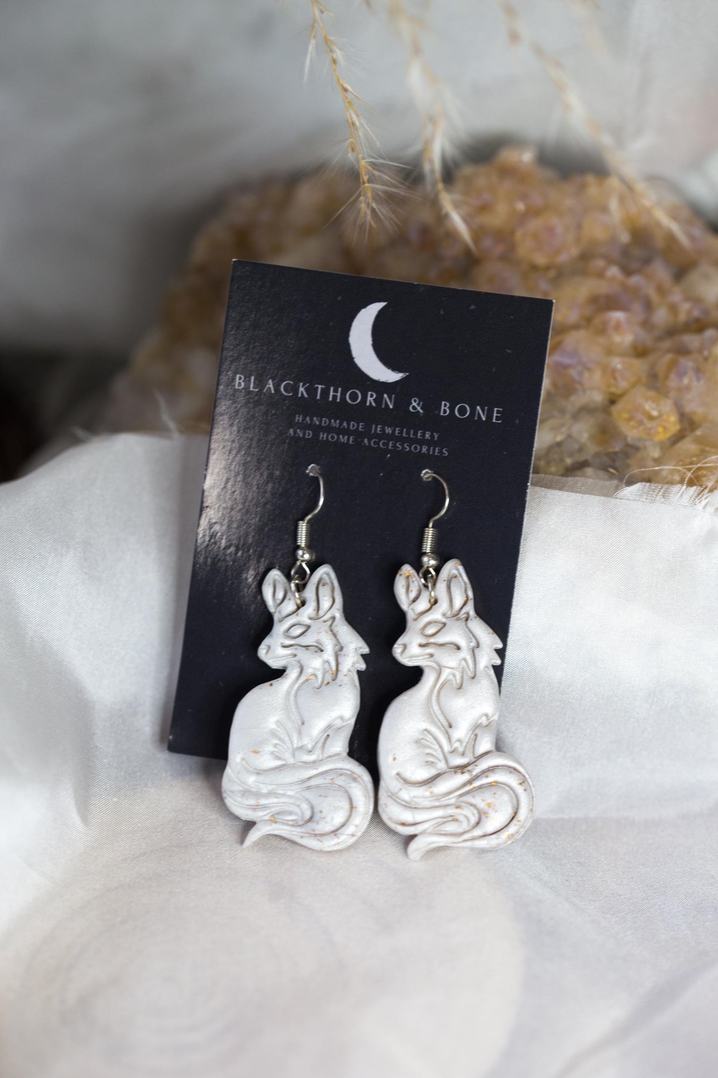 Silver Pearl Fox earrings