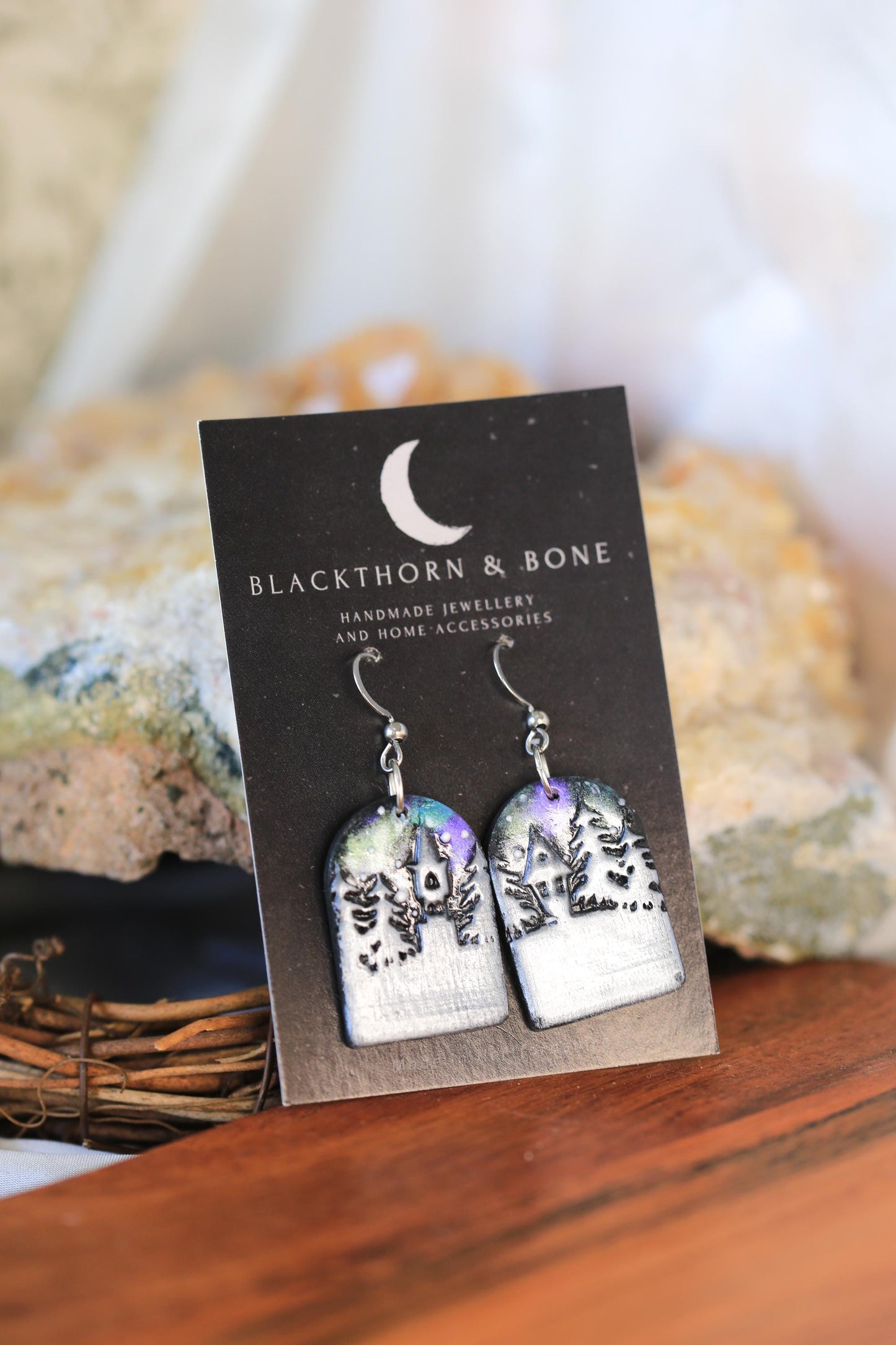 Christmas Village with Northern Lights Earrings