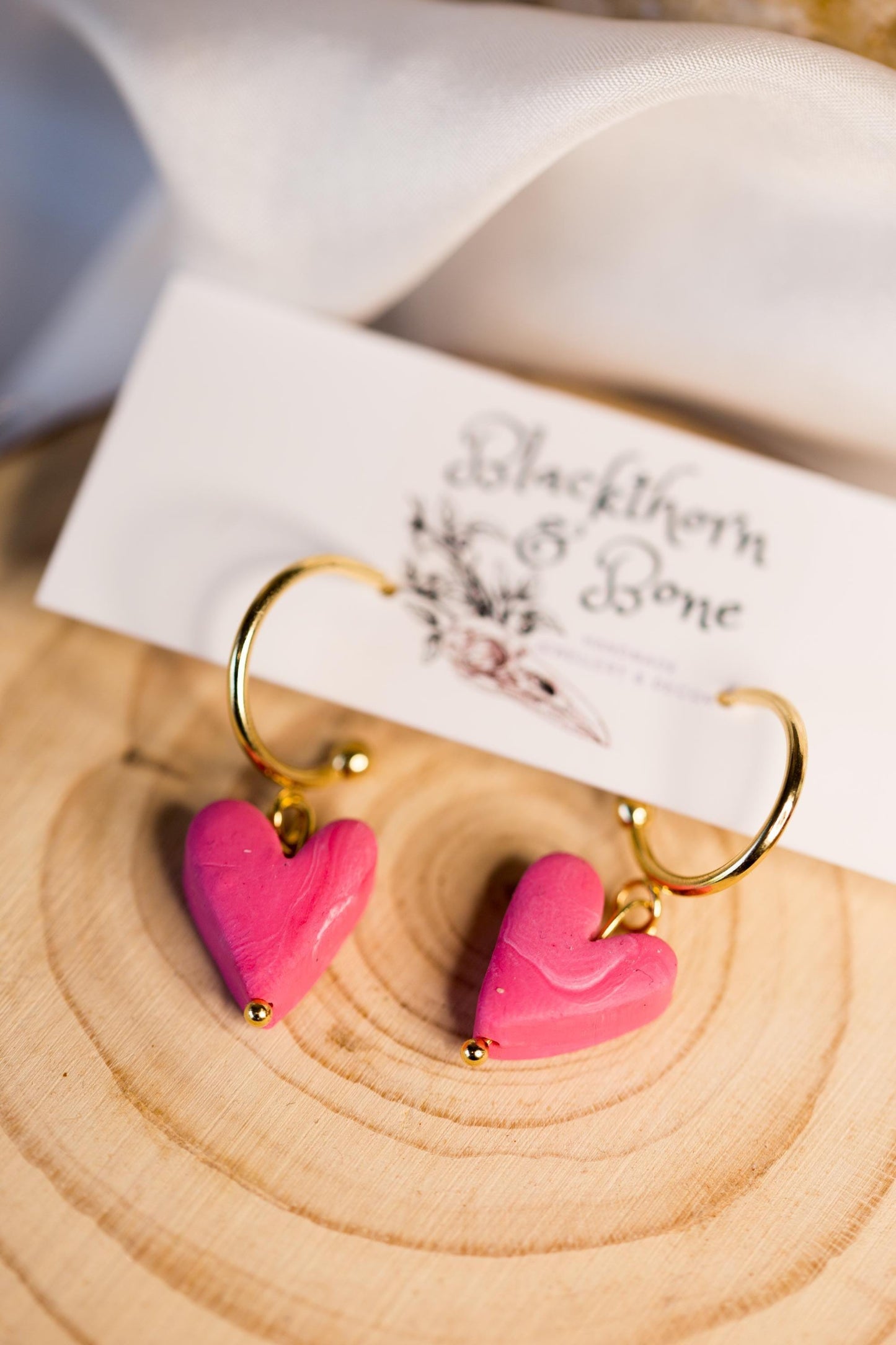 Pink Love Heart Drop Earrings