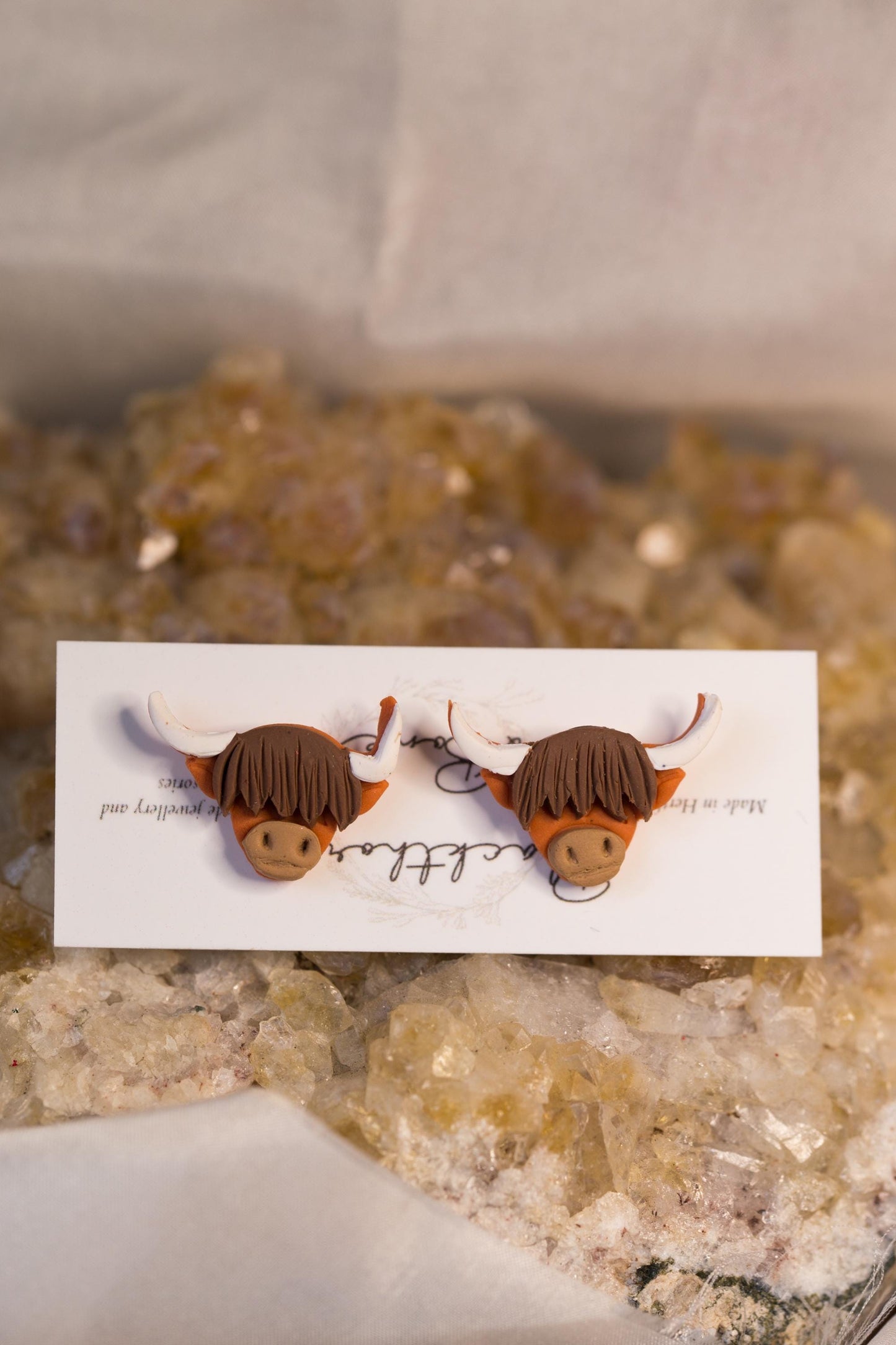 Handmade Highland Cow Studs