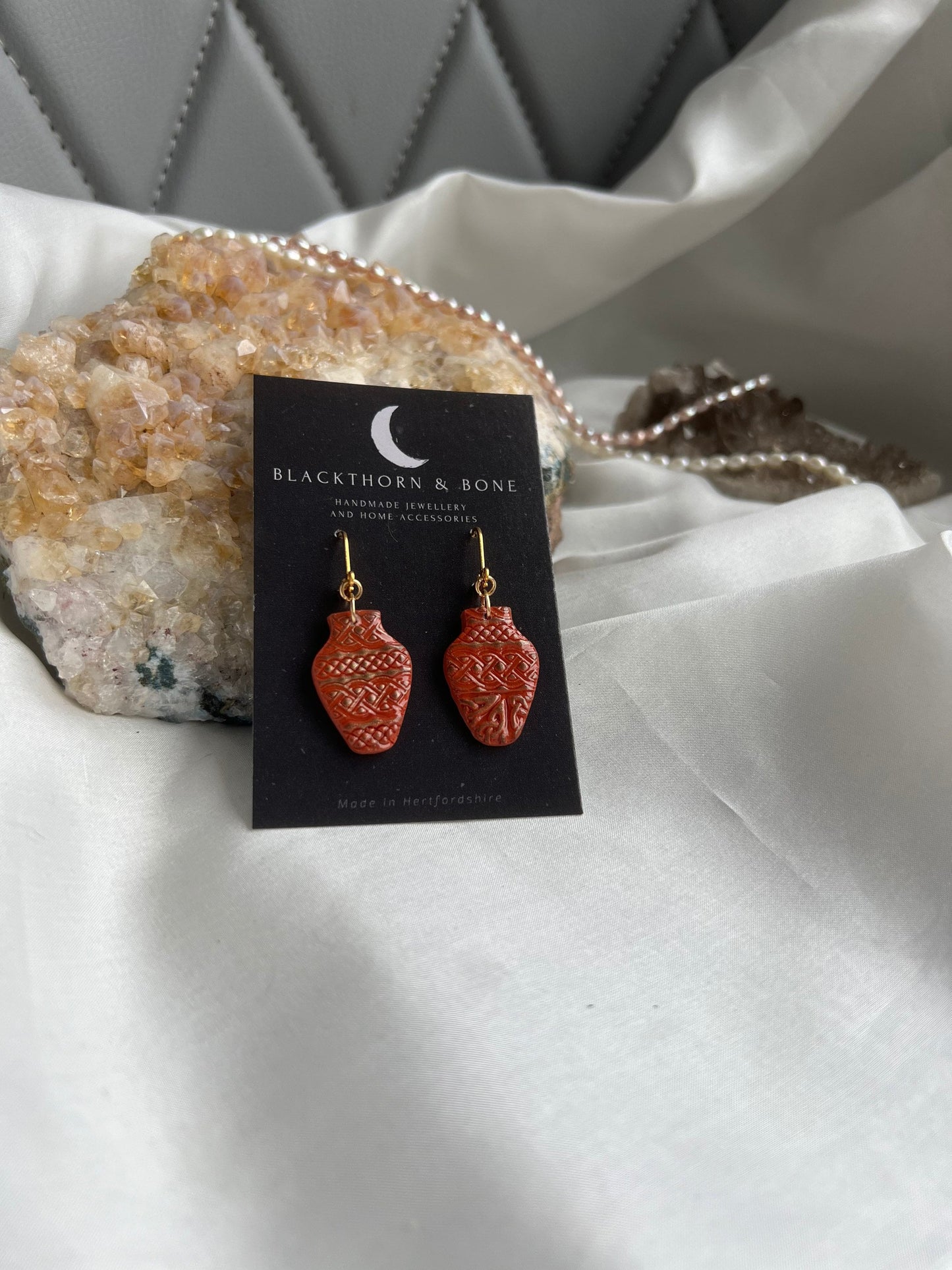 Terracotta Celtic Vase Earrings