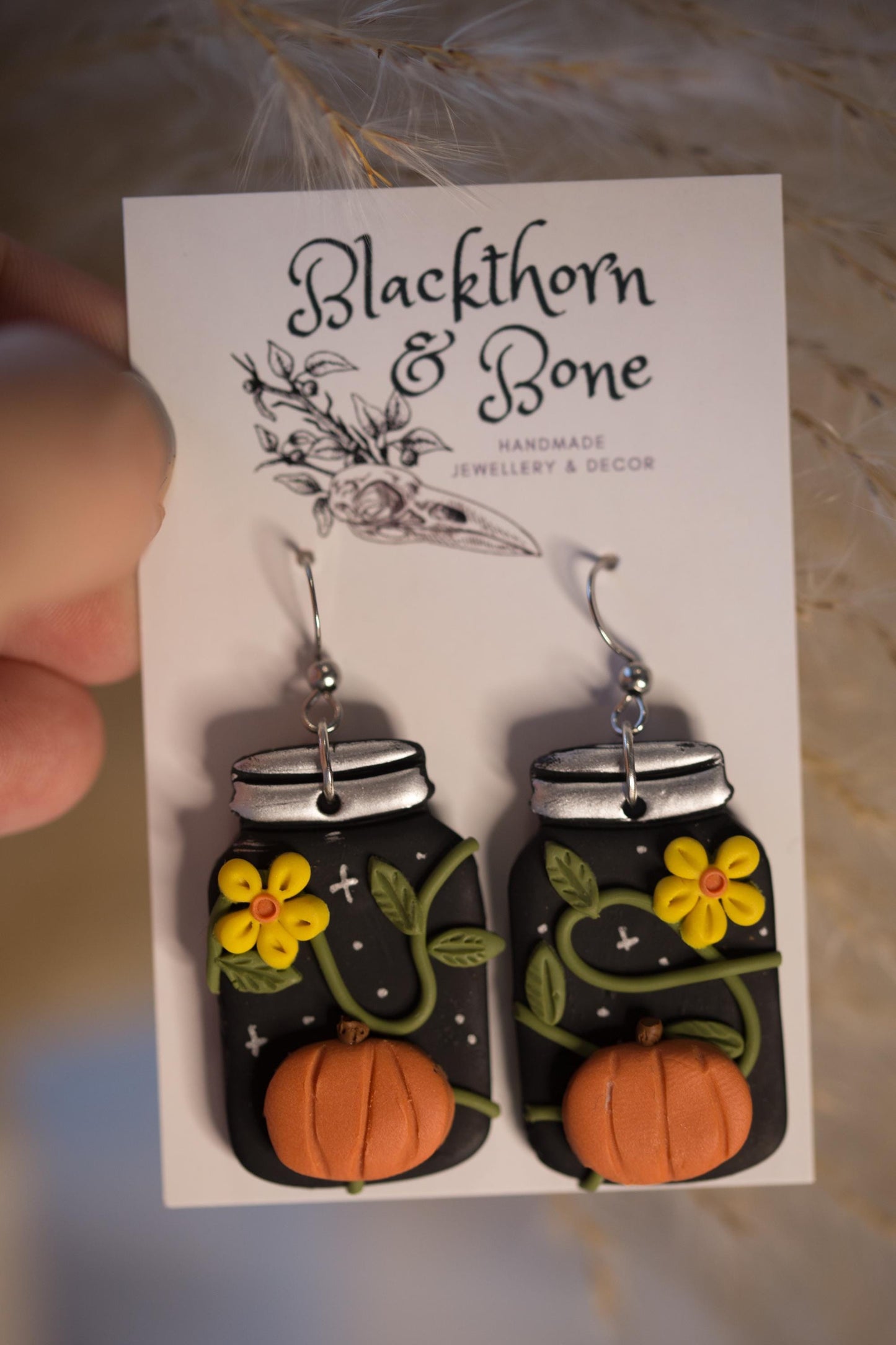 Handmade Pumpkin Mason Jar Earrings