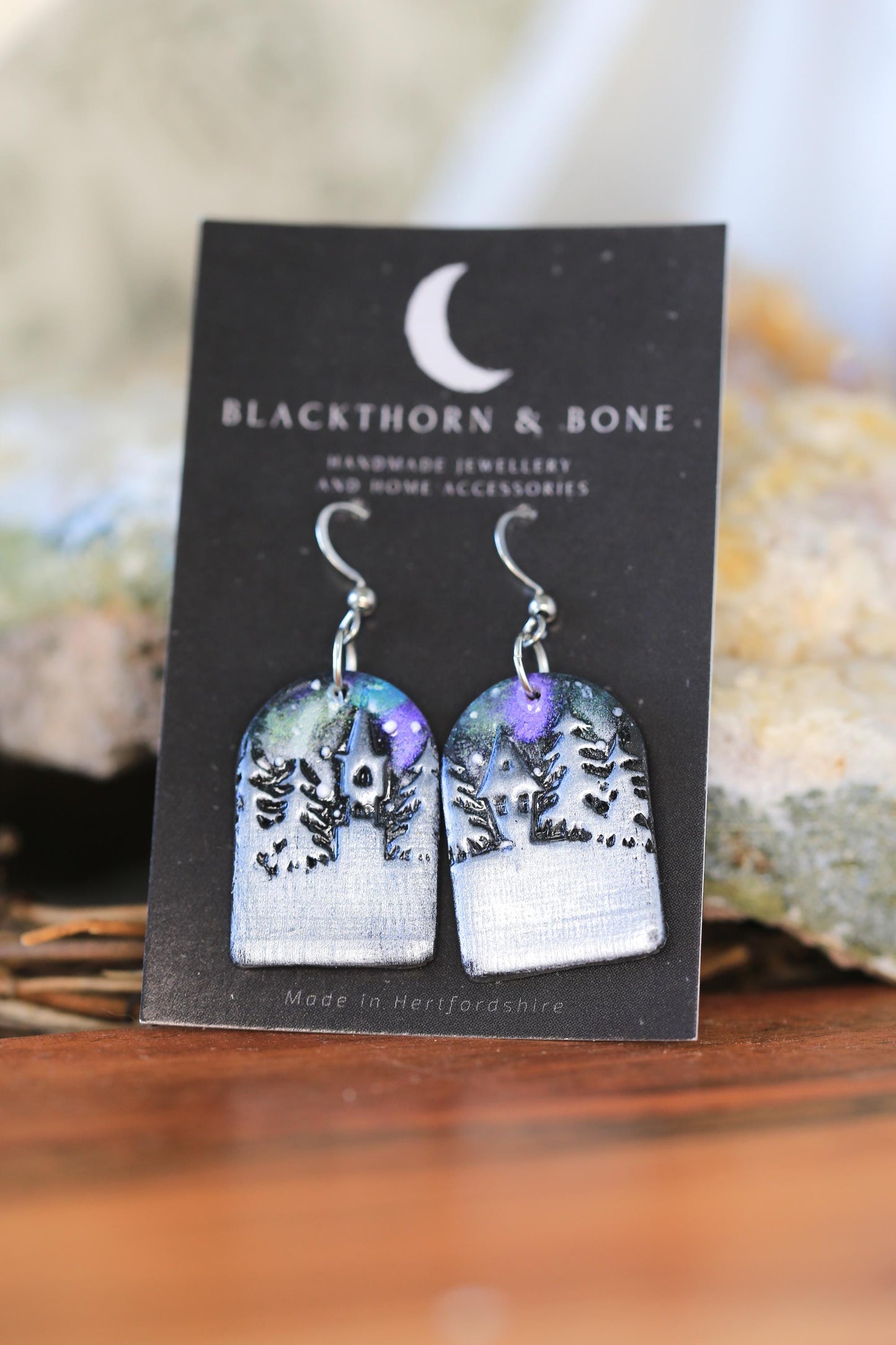 Christmas Village with Northern Lights Earrings