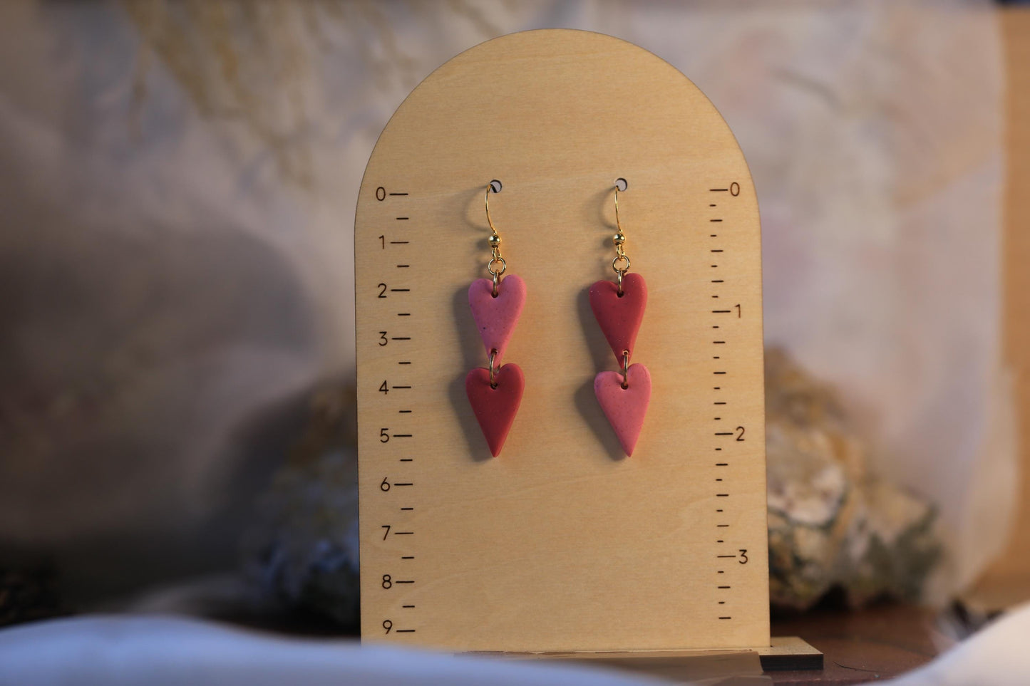 Double Heart Drop Earrings