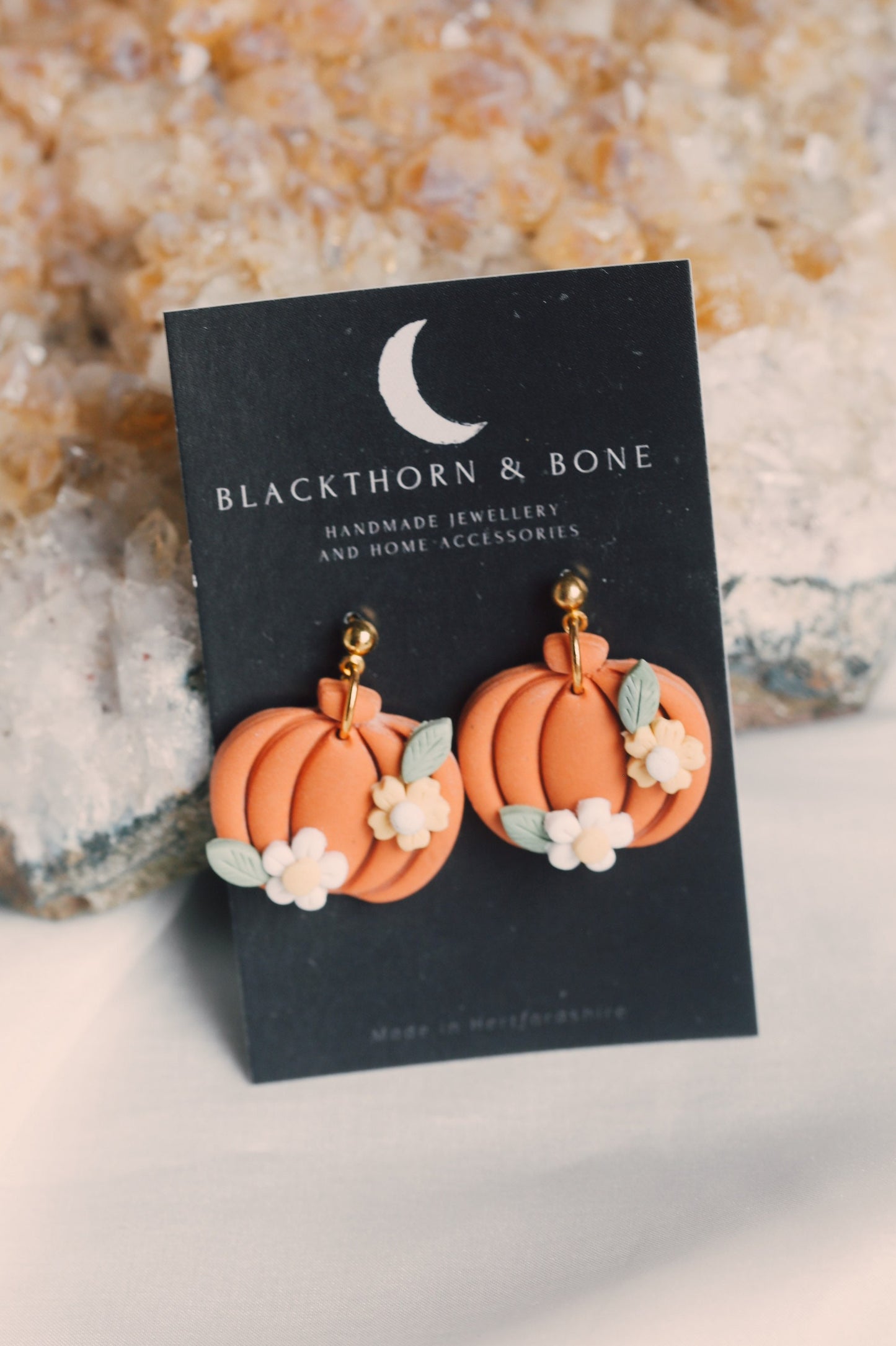 Handmade Floral Pumpkin Earrings