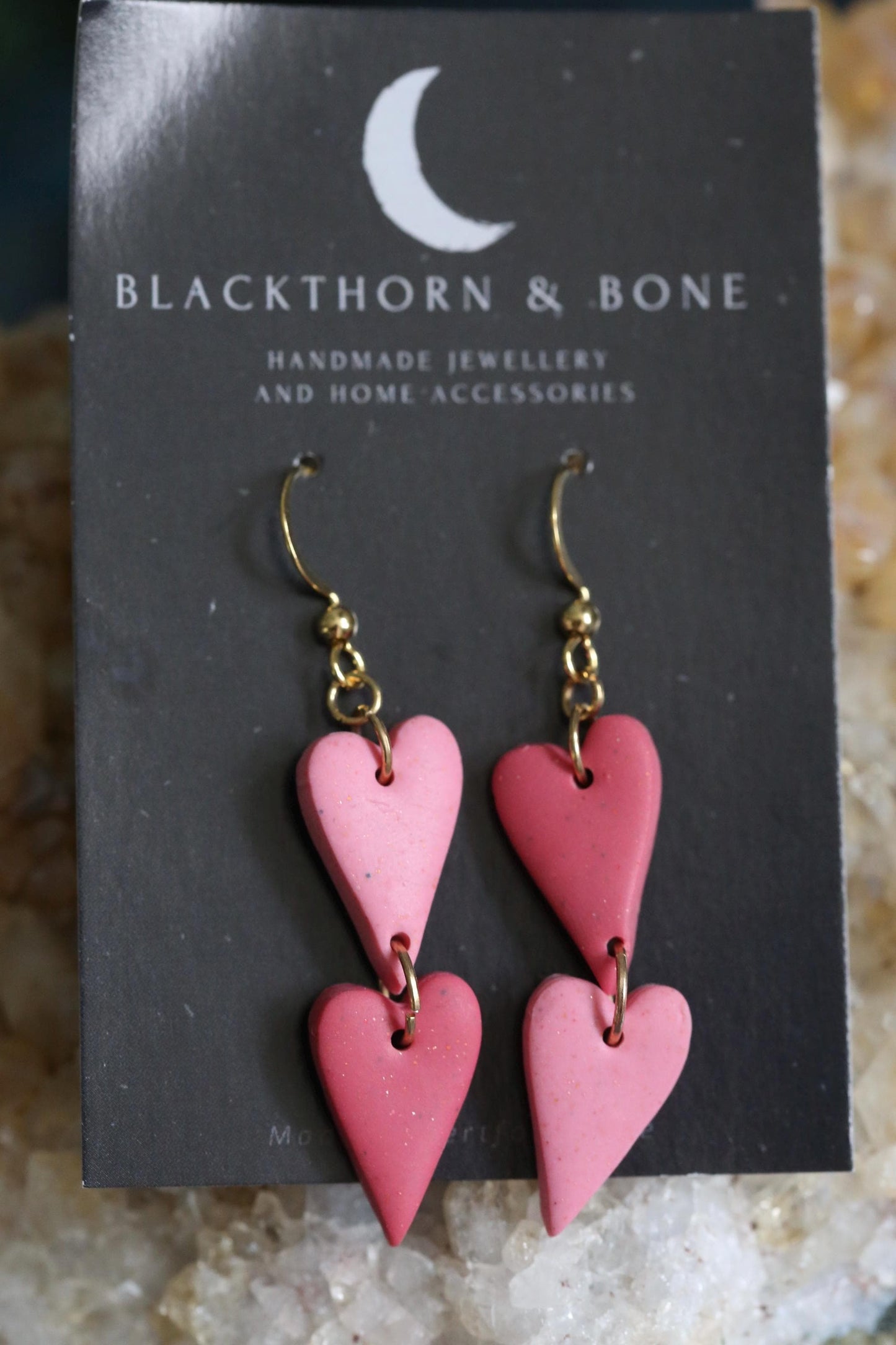 Double Heart Drop Earrings