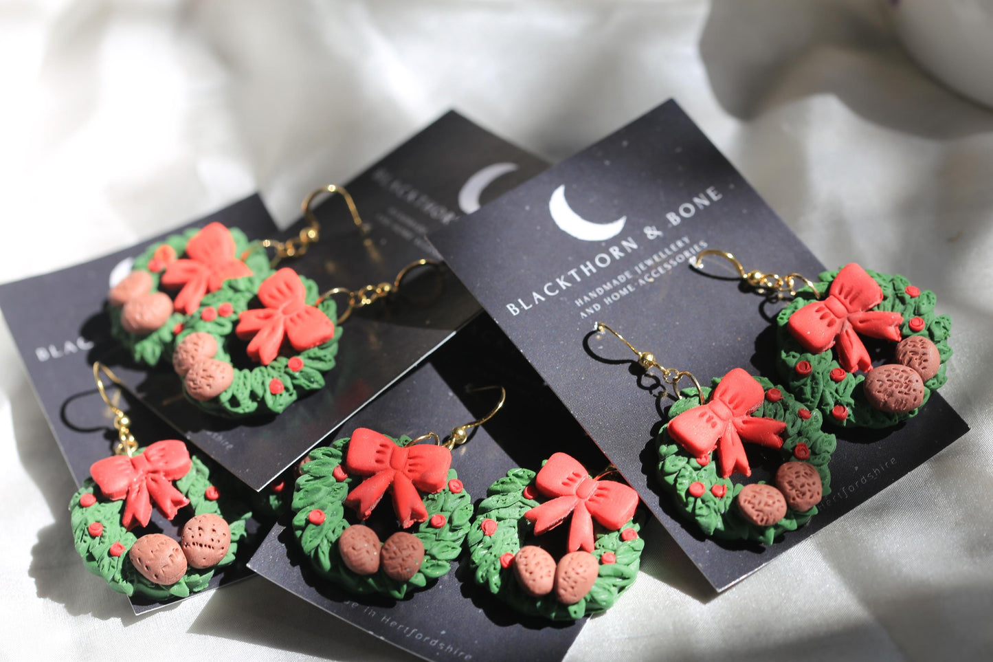 Christmas Wreath Clay Earrings