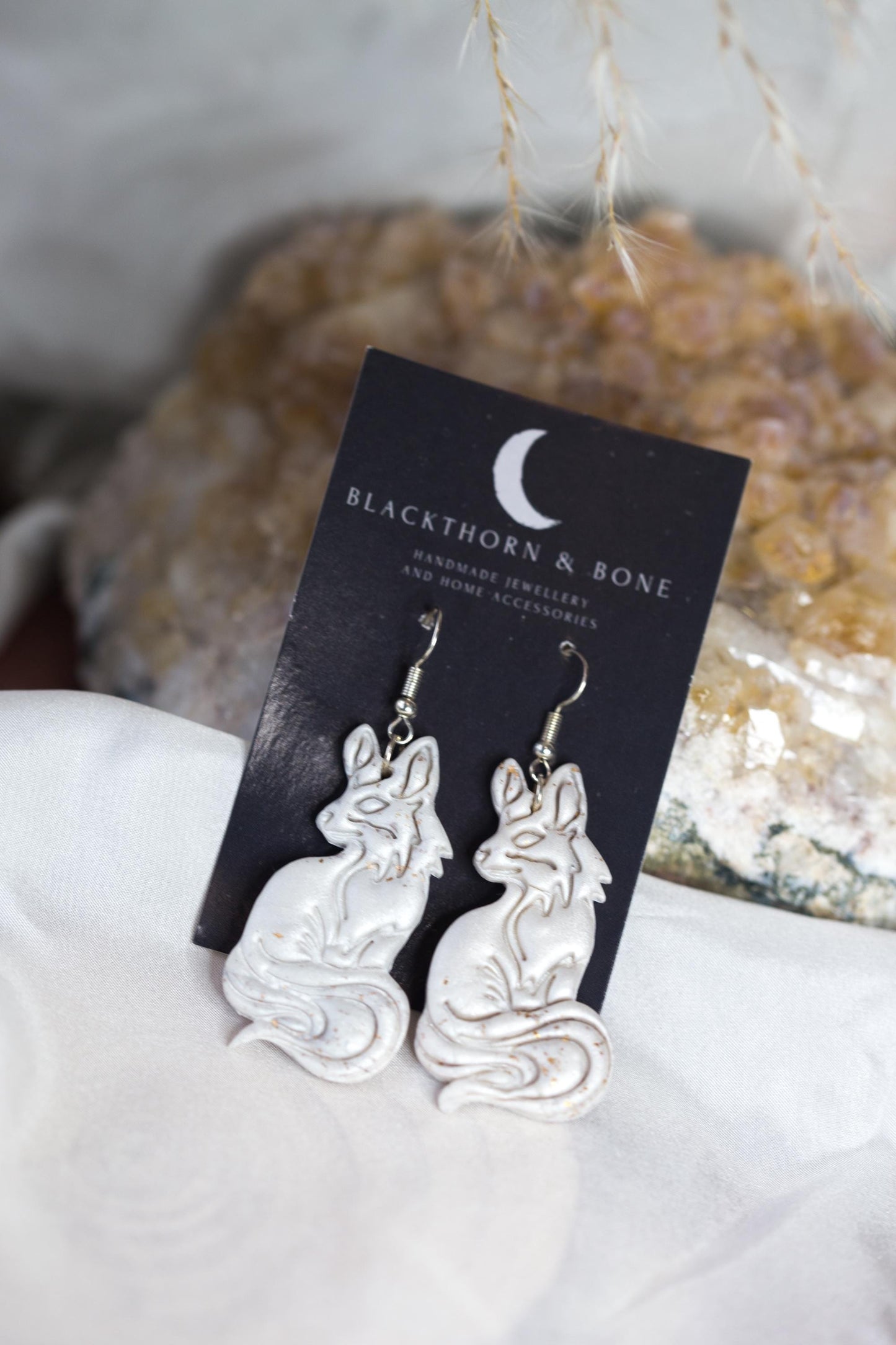 Silver Pearl Fox earrings