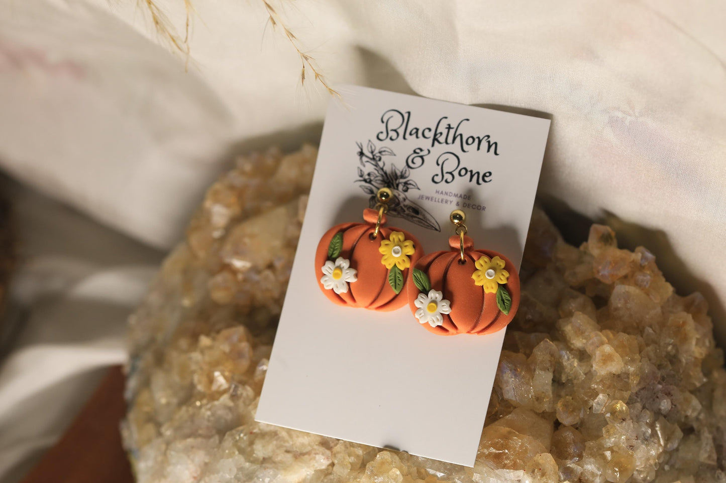 Handmade Floral Pumpkin Earrings