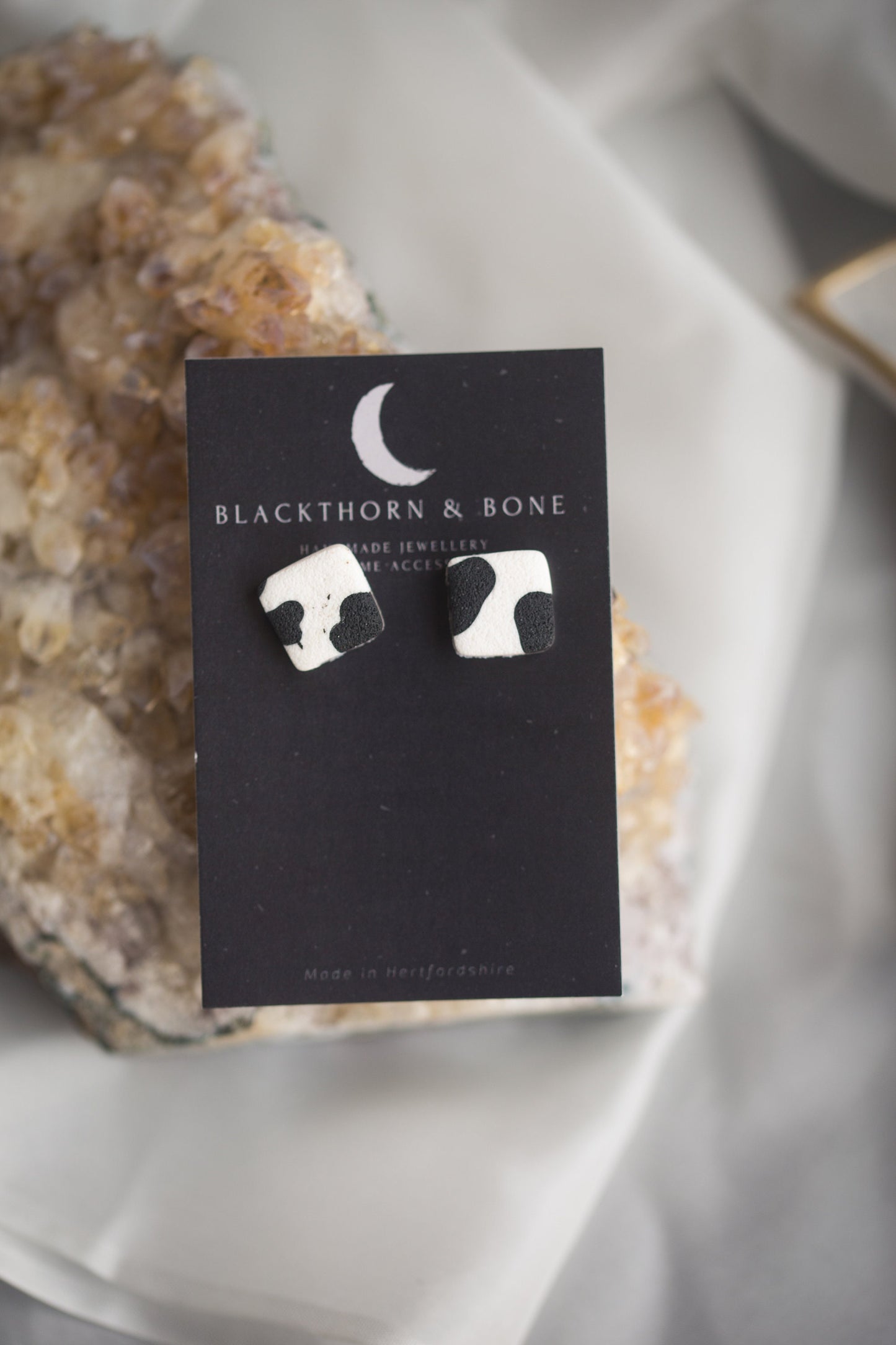 Mini Cow Print Studs