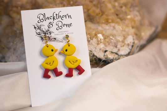 Duckling with Red Wellies Earrings