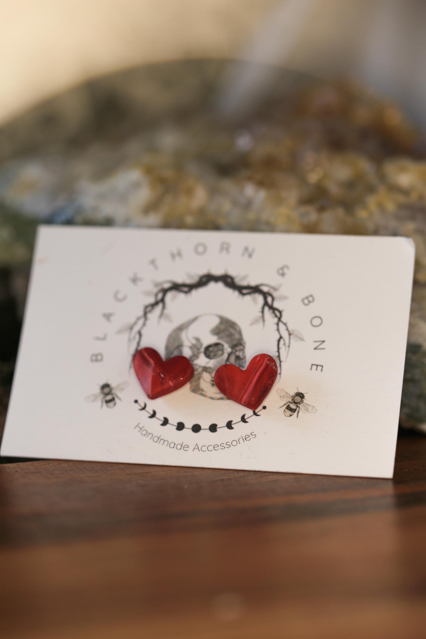 Dainty Red Love Heart Polymer Clay Stud Earrings