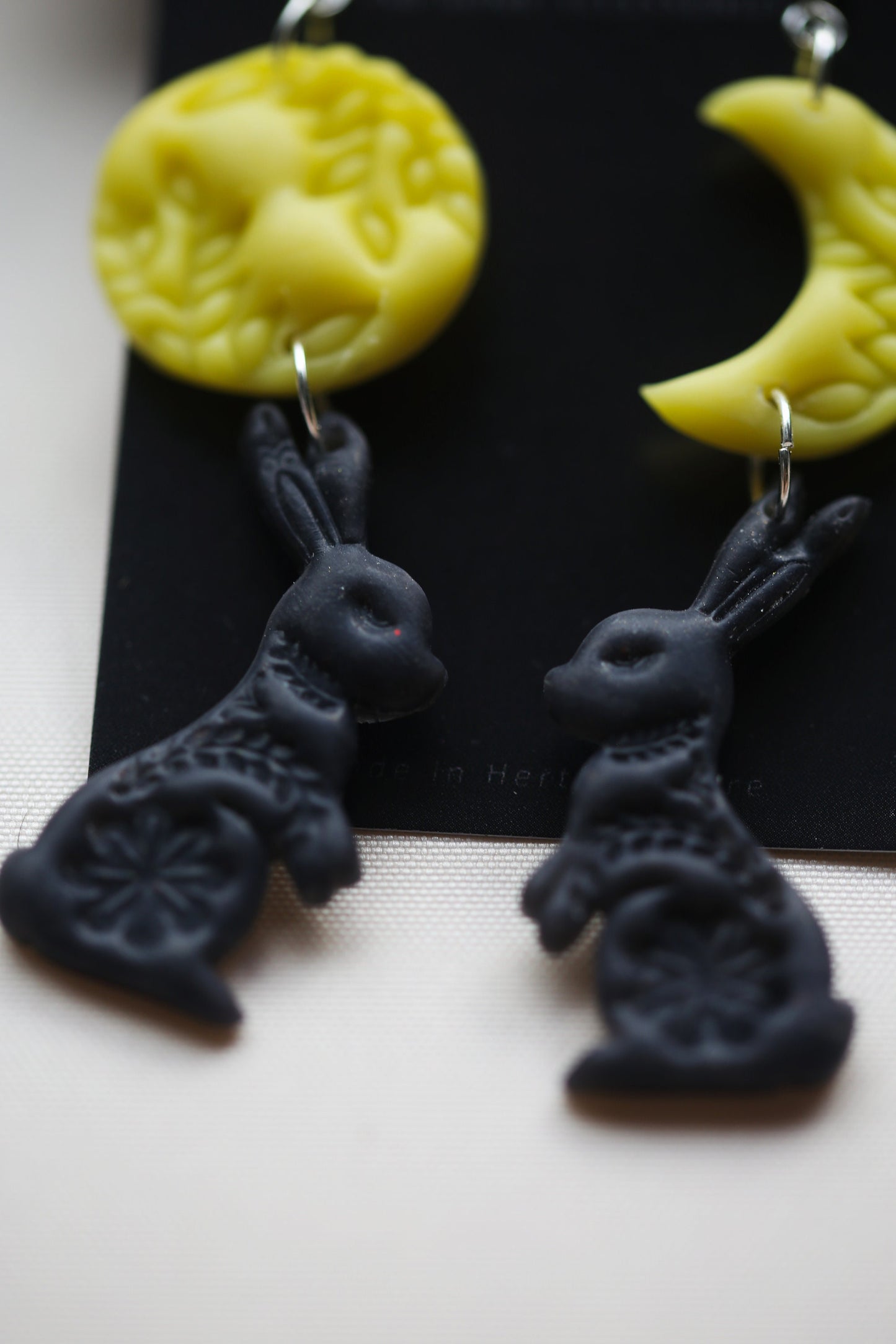 Hare and Moon Asymmetrical Earrings