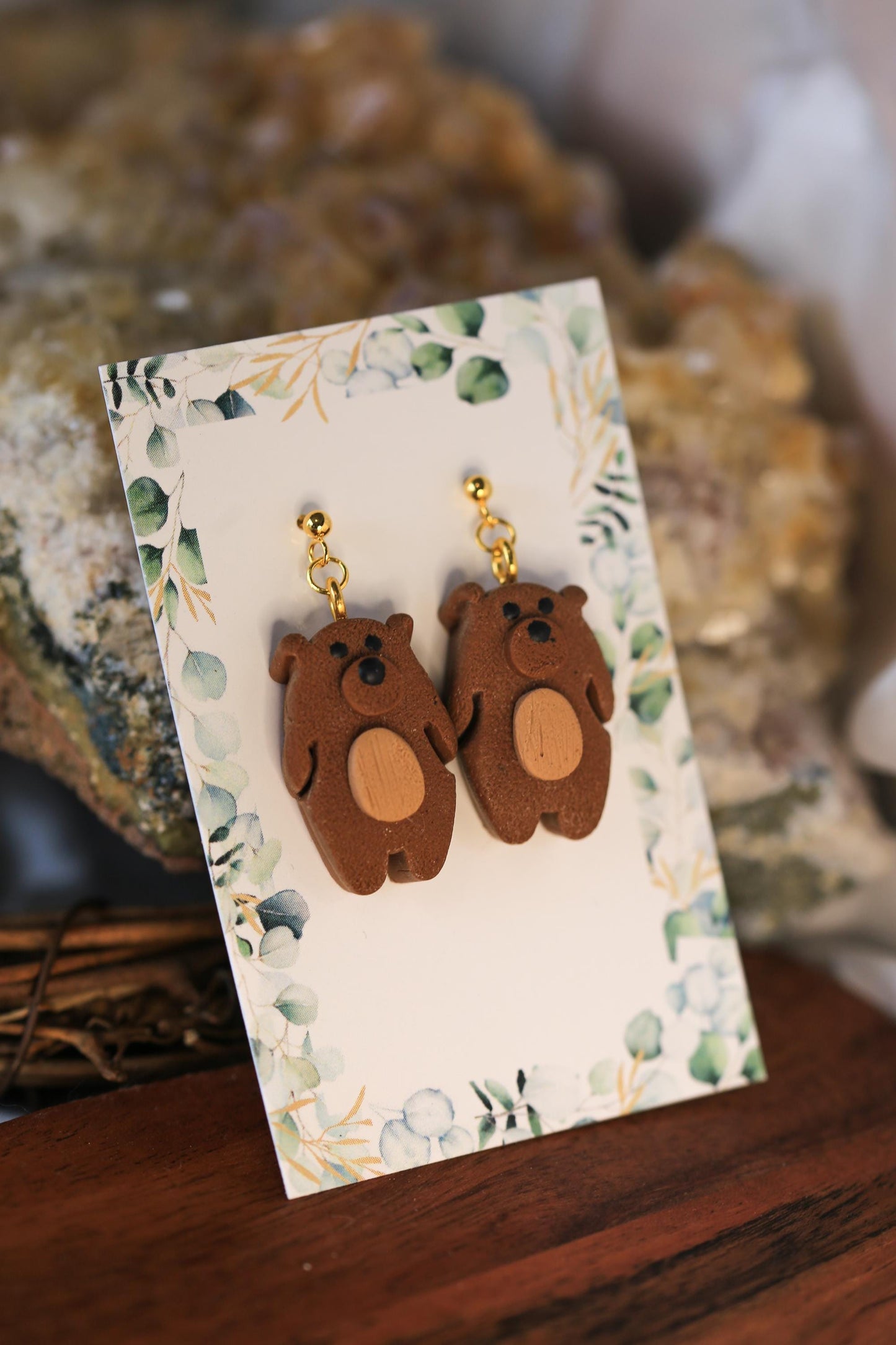 Brown Bear Earrings